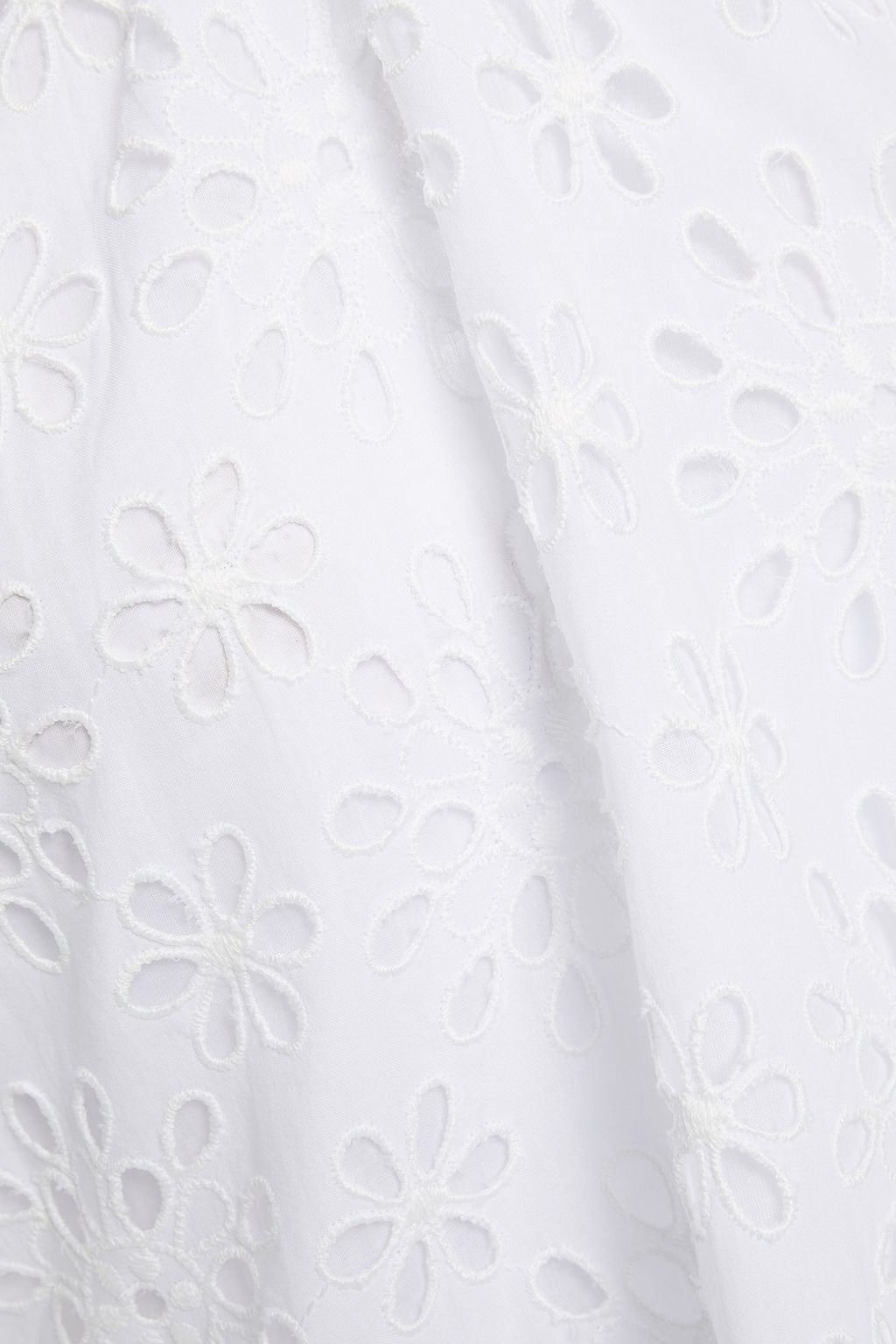 LOVE MOSCHINO Gathered poplin and broderie anglaise cotton-blend mini dress