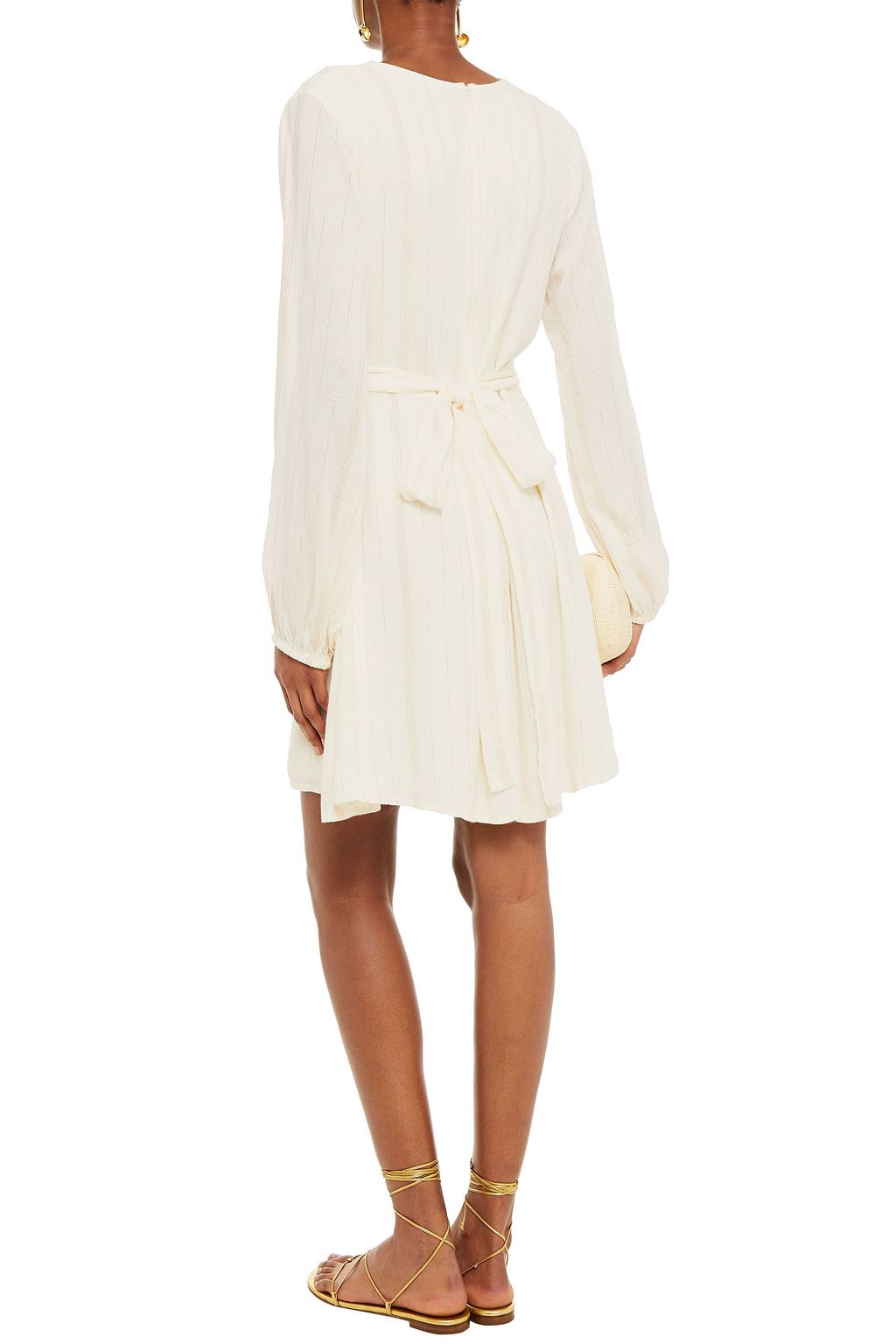 MELISSA ODABASH Banks belted metallic striped jersey mini dress