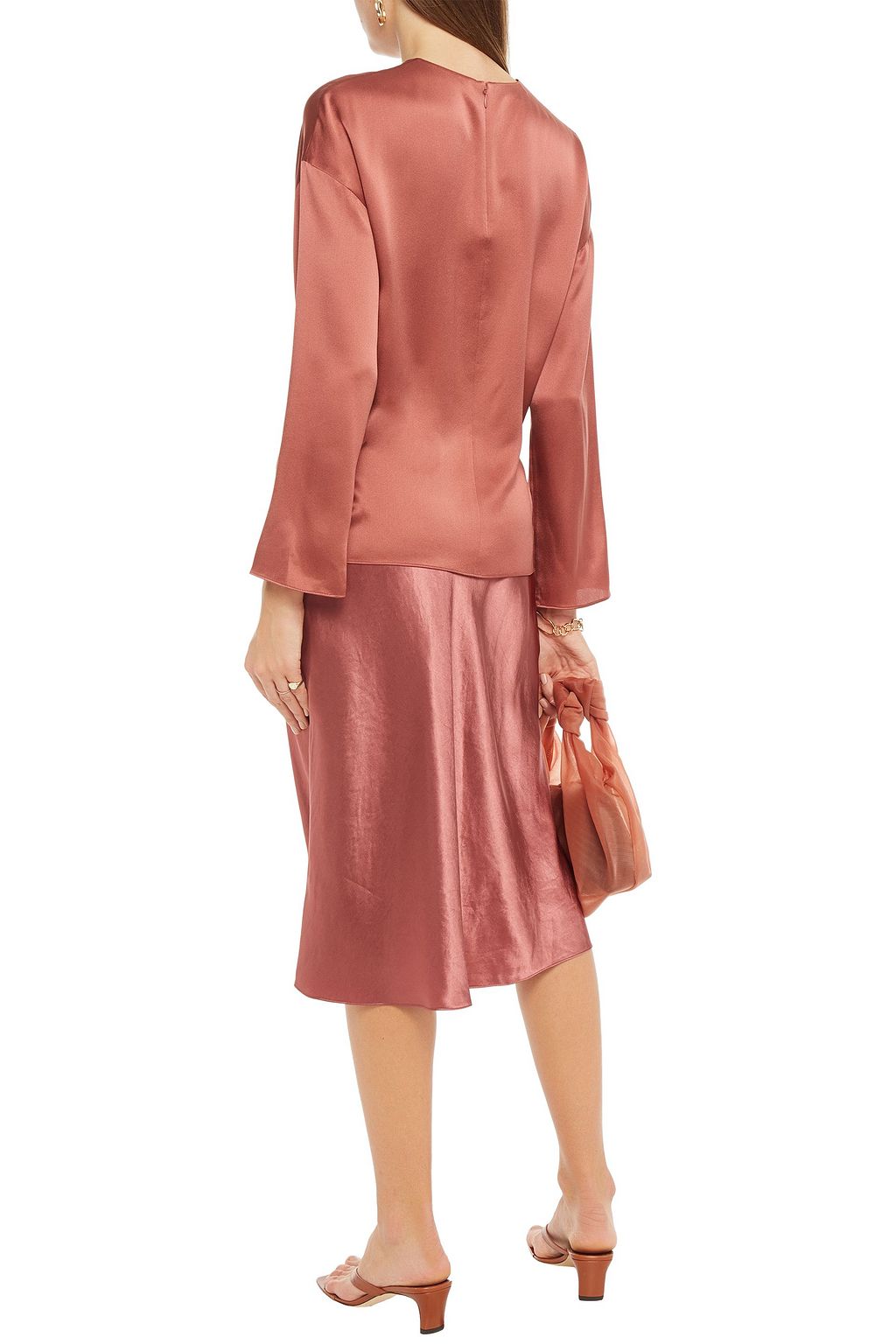 VINCE. Crinkled-satin skirt
