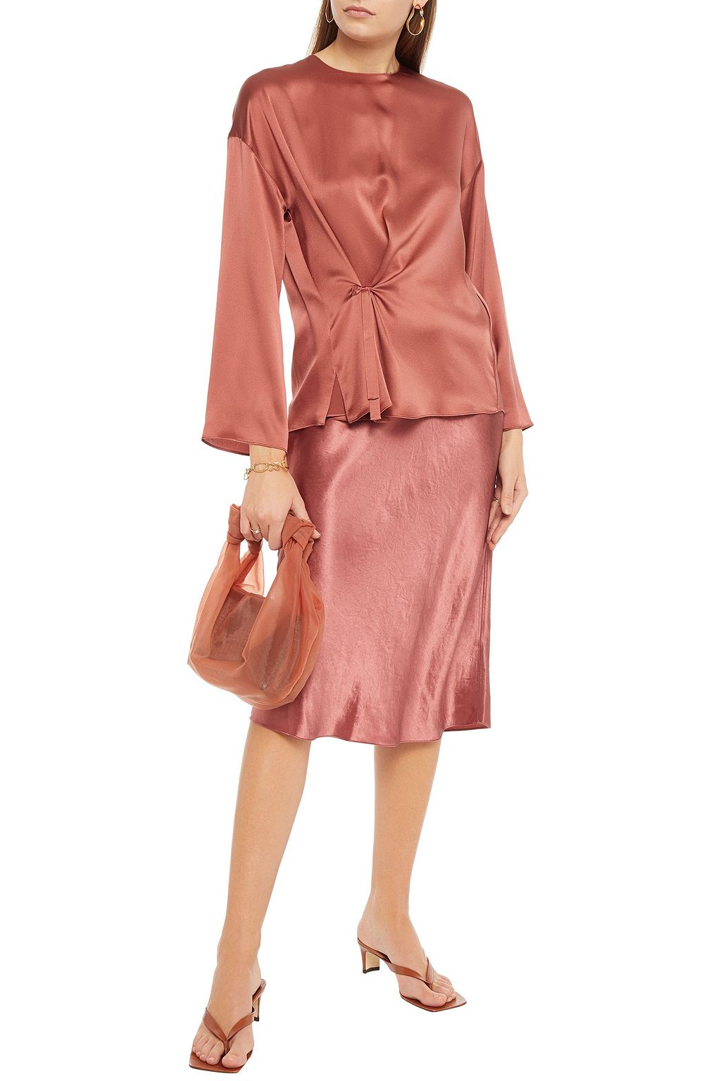 VINCE. Crinkled-satin skirt