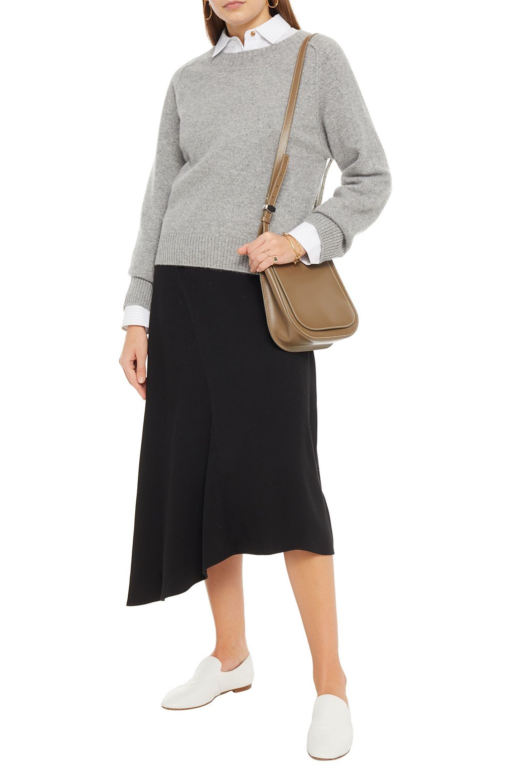 VINCE. Asymmetric twill midi skirt