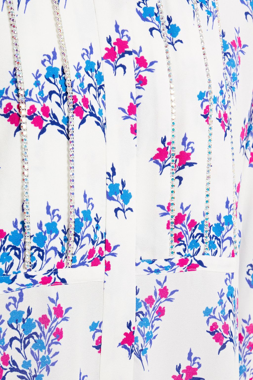 AREA Crystal-embellished floral-print stretch-crepe shirt