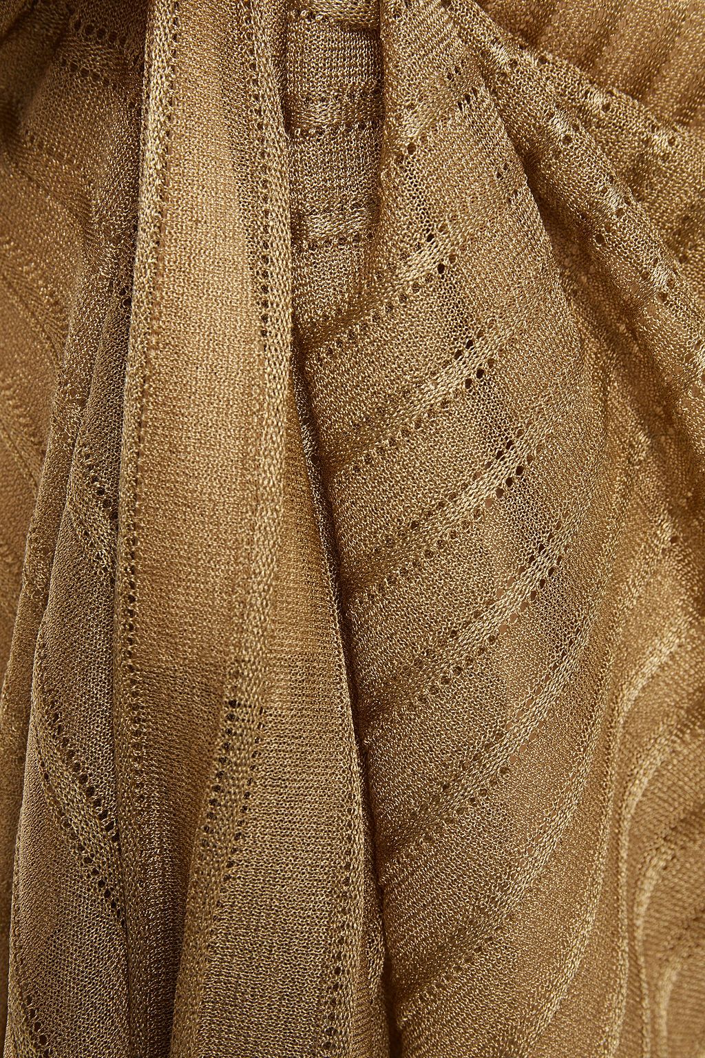 VINCE. Pleated metallic crochet-knit midi skirt