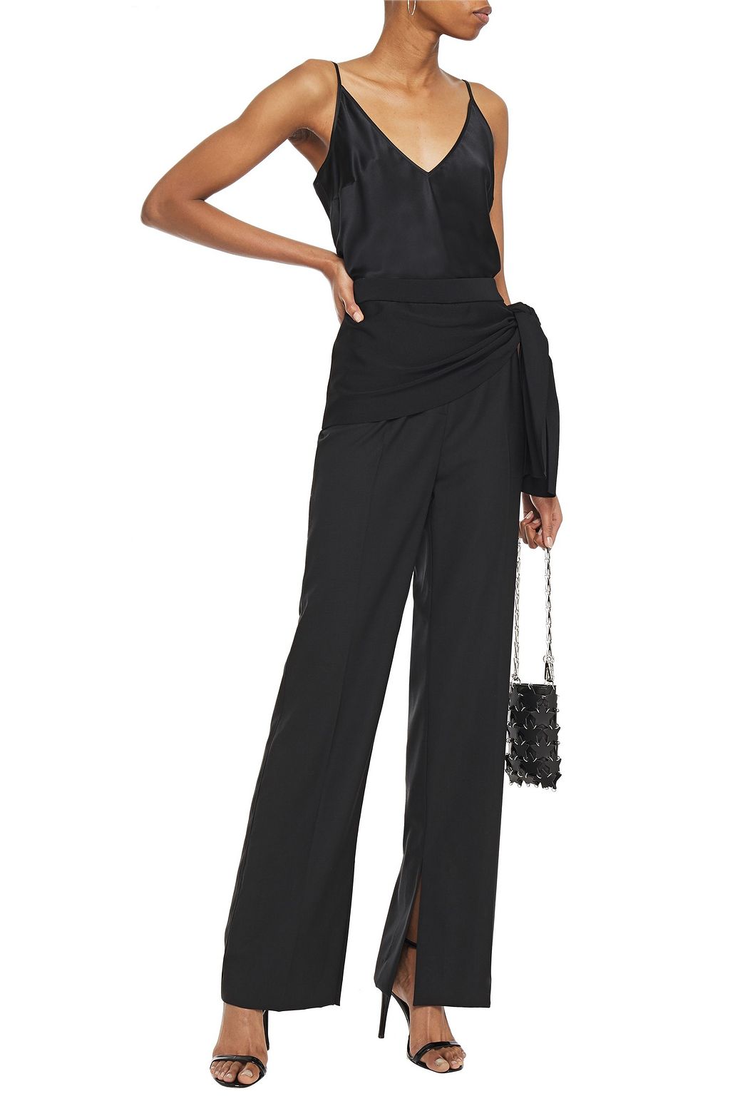 3.1 PHILLIP LIM Layered knitted and grain de poudre wool-blend straight-leg pants