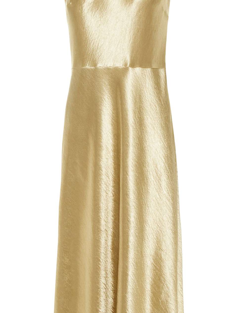 metallic hammered-satin midi dress