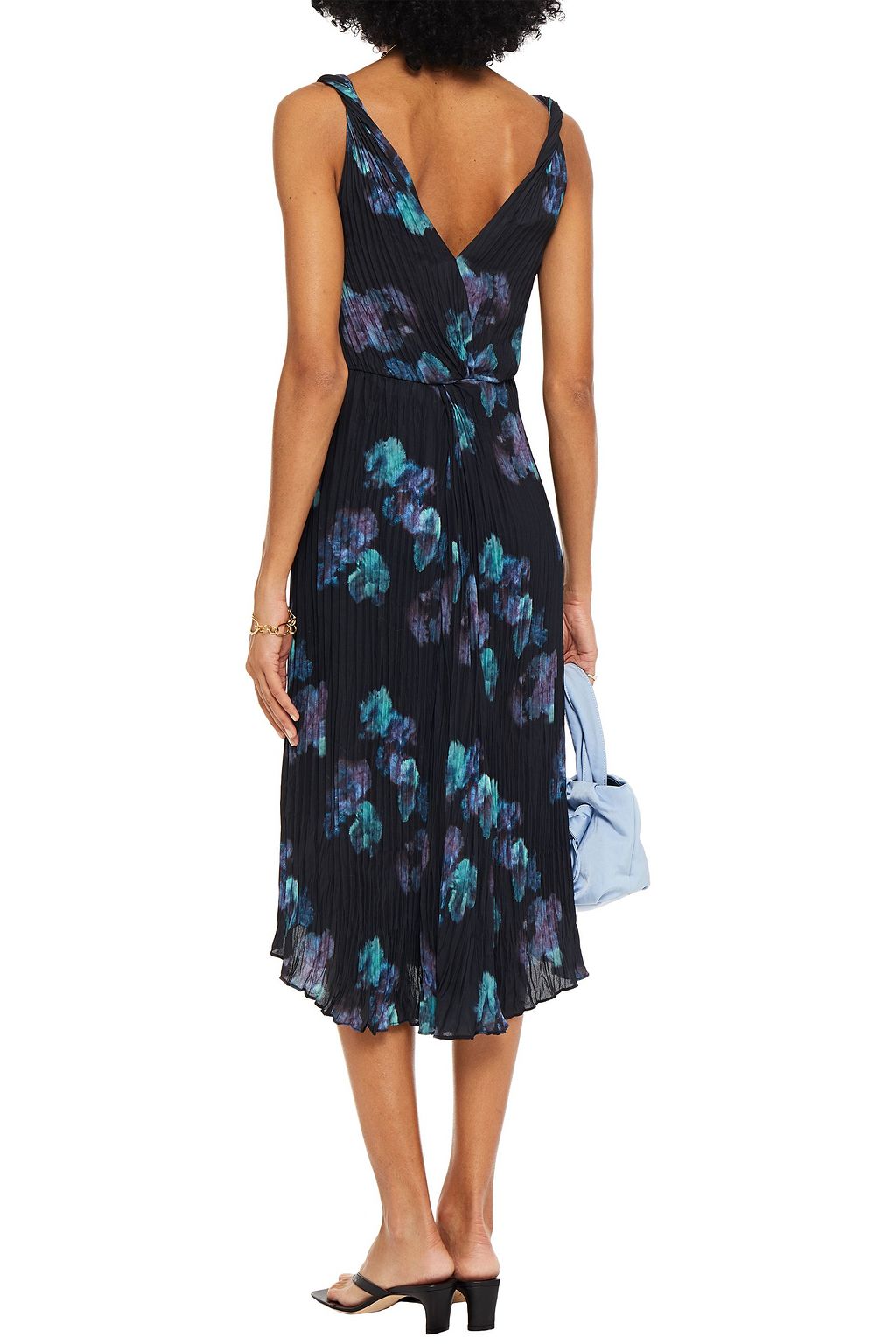 vince painted floral twist front dress