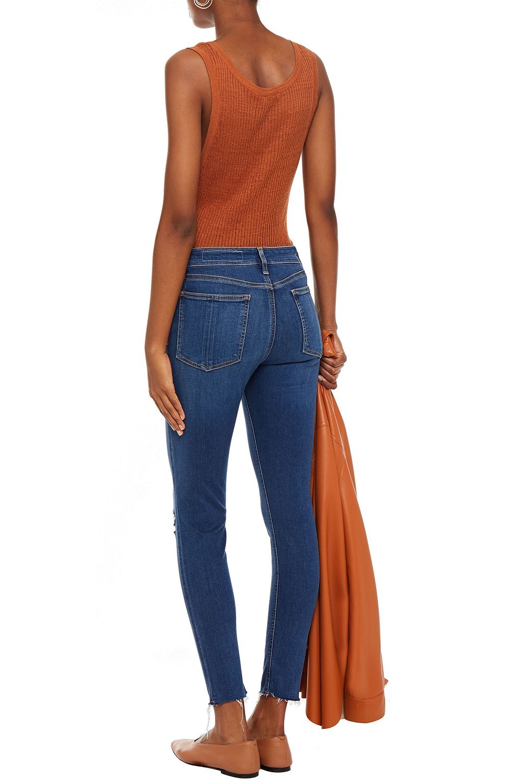 RAG & BONE Cropped distressed mid-rise skinny jeans