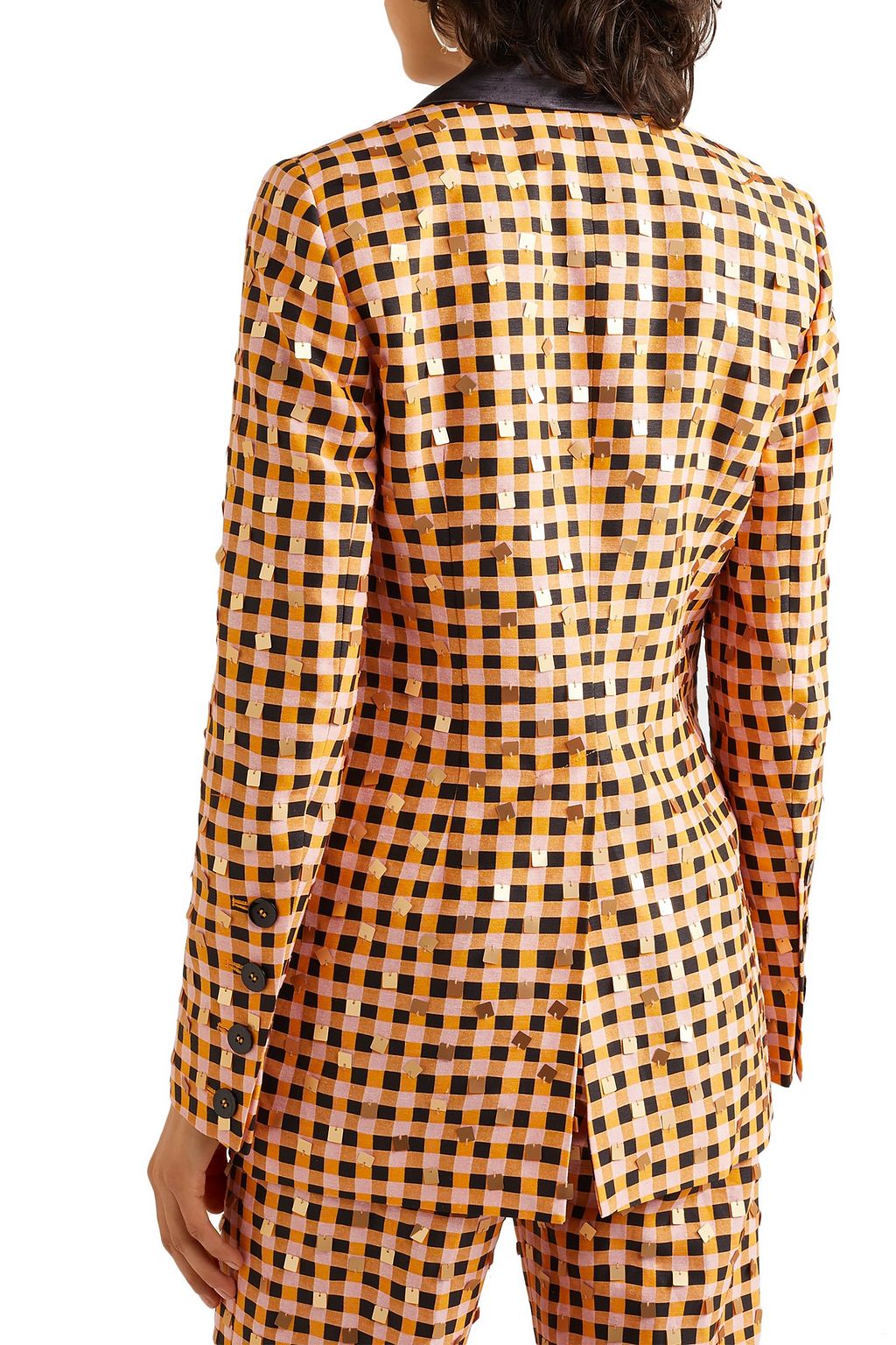 STINE GOYA Florence embellished gingham organic hemp and silk-blend blazer