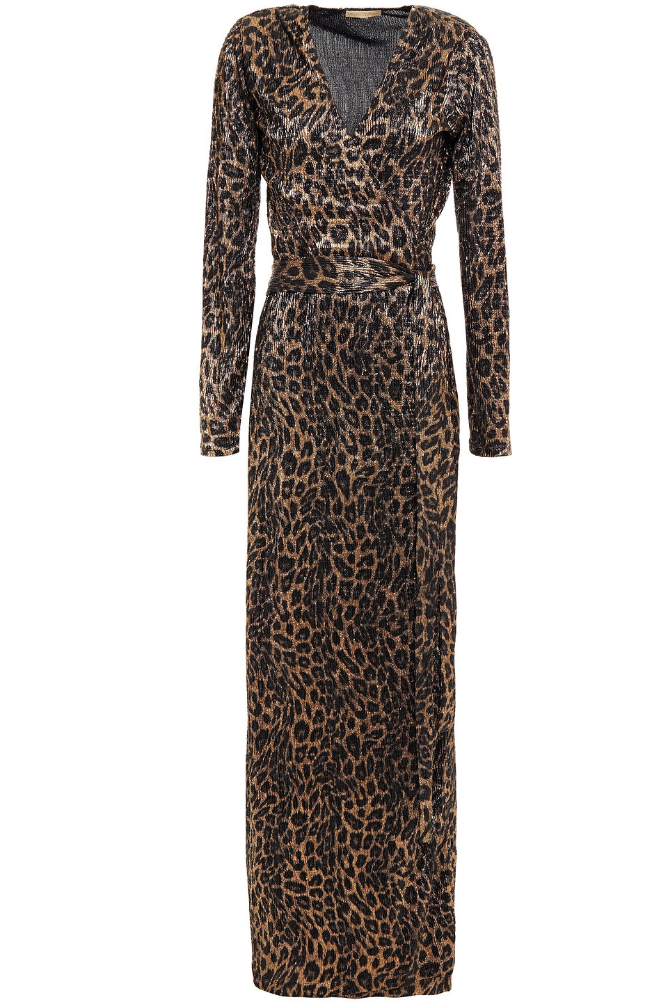 melissa odabash - metallic leopard-print stretch-jersey maxi wrap dress - animal print - m