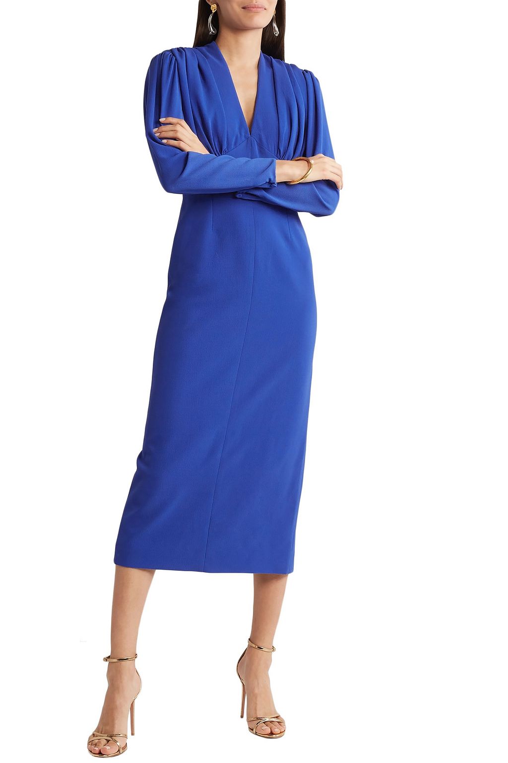 EMILIA WICKSTEAD Ruched crepe midi dress