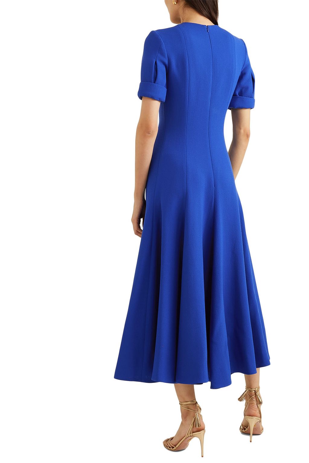 EMILIA WICKSTEAD Ludovica cutout pleated wool-crepe midi dress