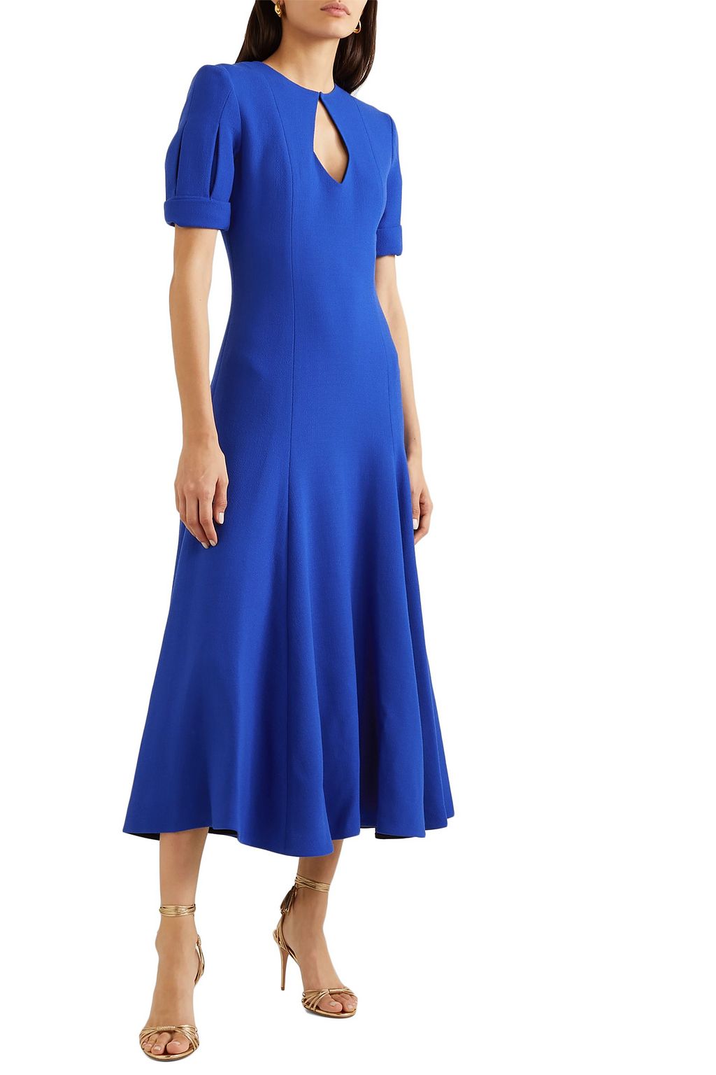 EMILIA WICKSTEAD Ludovica cutout pleated wool-crepe midi dress