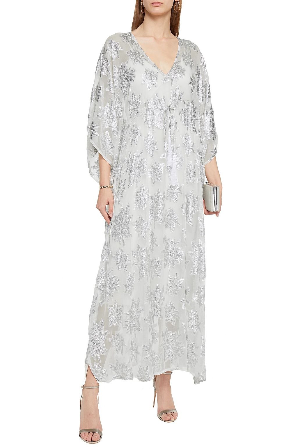MELISSA ODABASH Metallic fil coupé voile kaftan