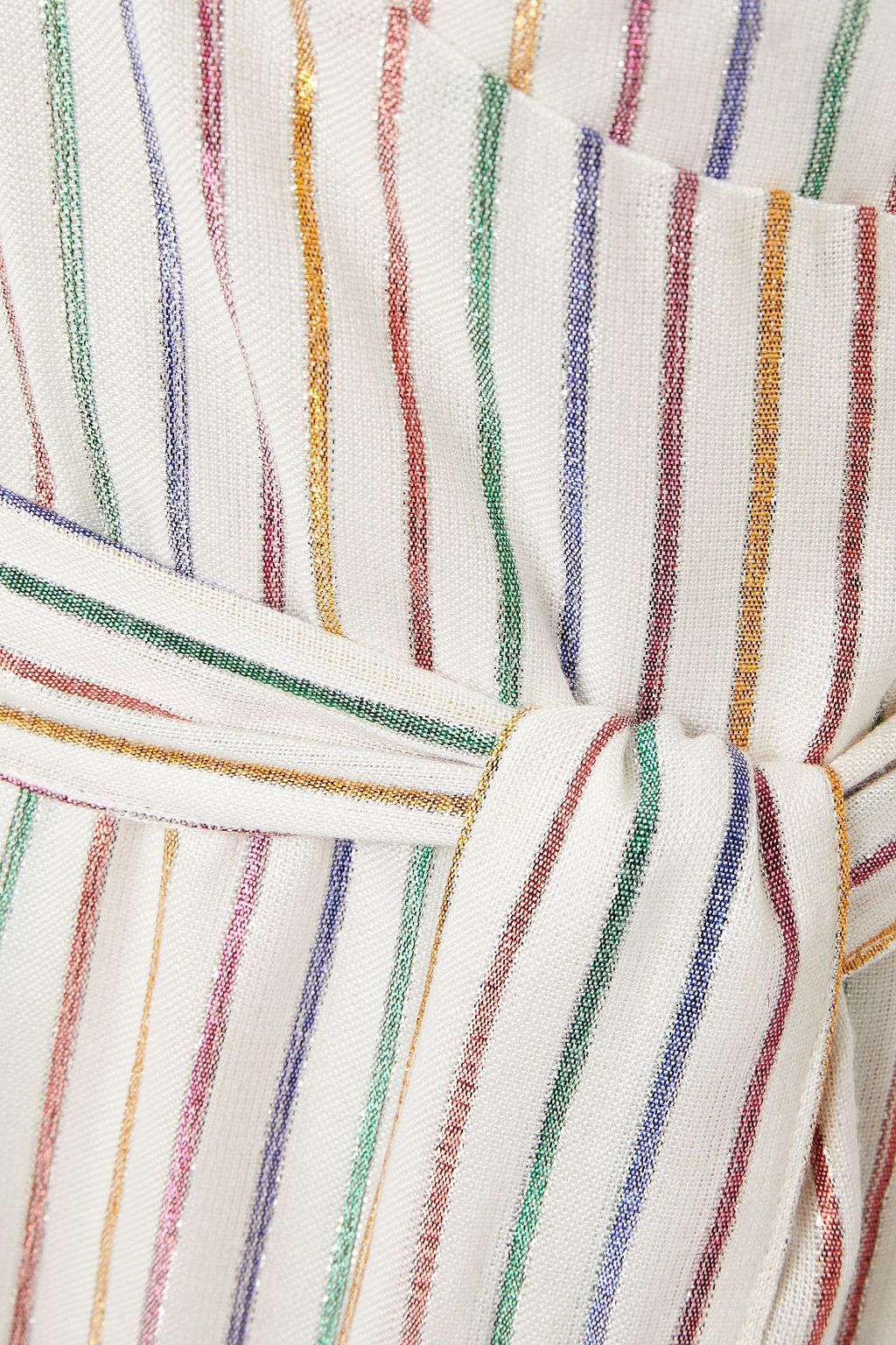 MELISSA ODABASH Metallic striped gauze maxi wrap dress