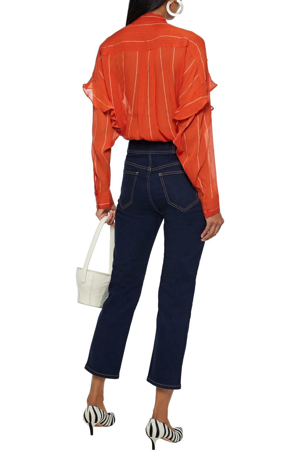 JOIE Lorea ruffled embroidered silk-blend gauze blouse