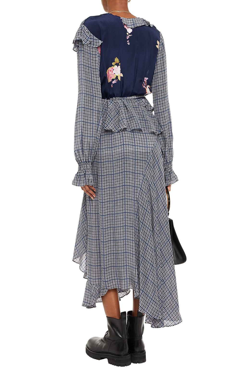 PREEN LINE Maieka ruffled printed crepe de chine midi wrap dress