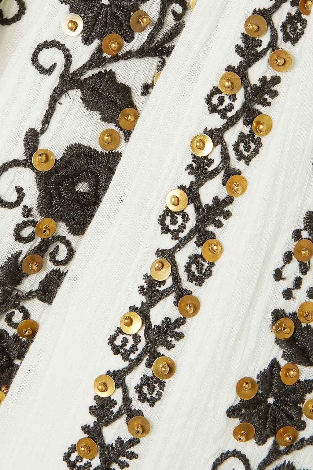 ULLA JOHNSON Ceres sequined embroidered crinkled cotton-voile mini dress