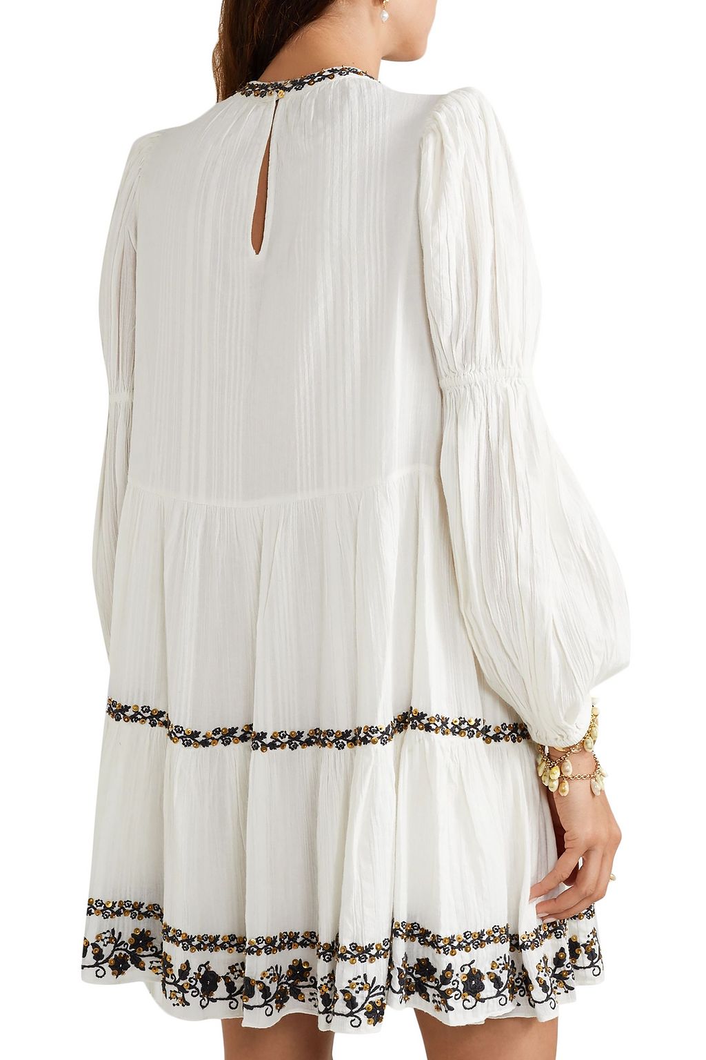 ULLA JOHNSON Ceres sequined embroidered crinkled cotton-voile mini dress