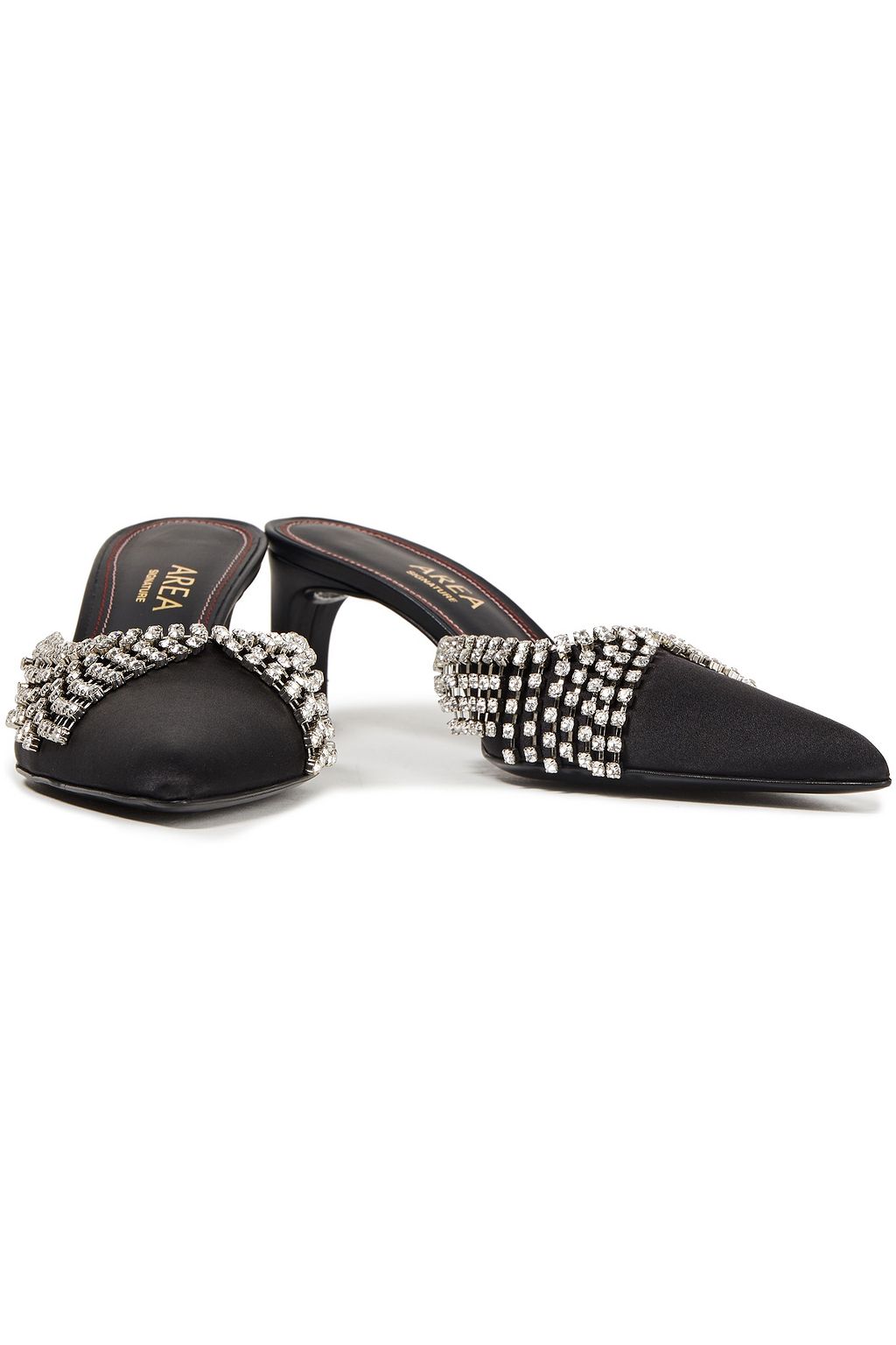 black embellished mules
