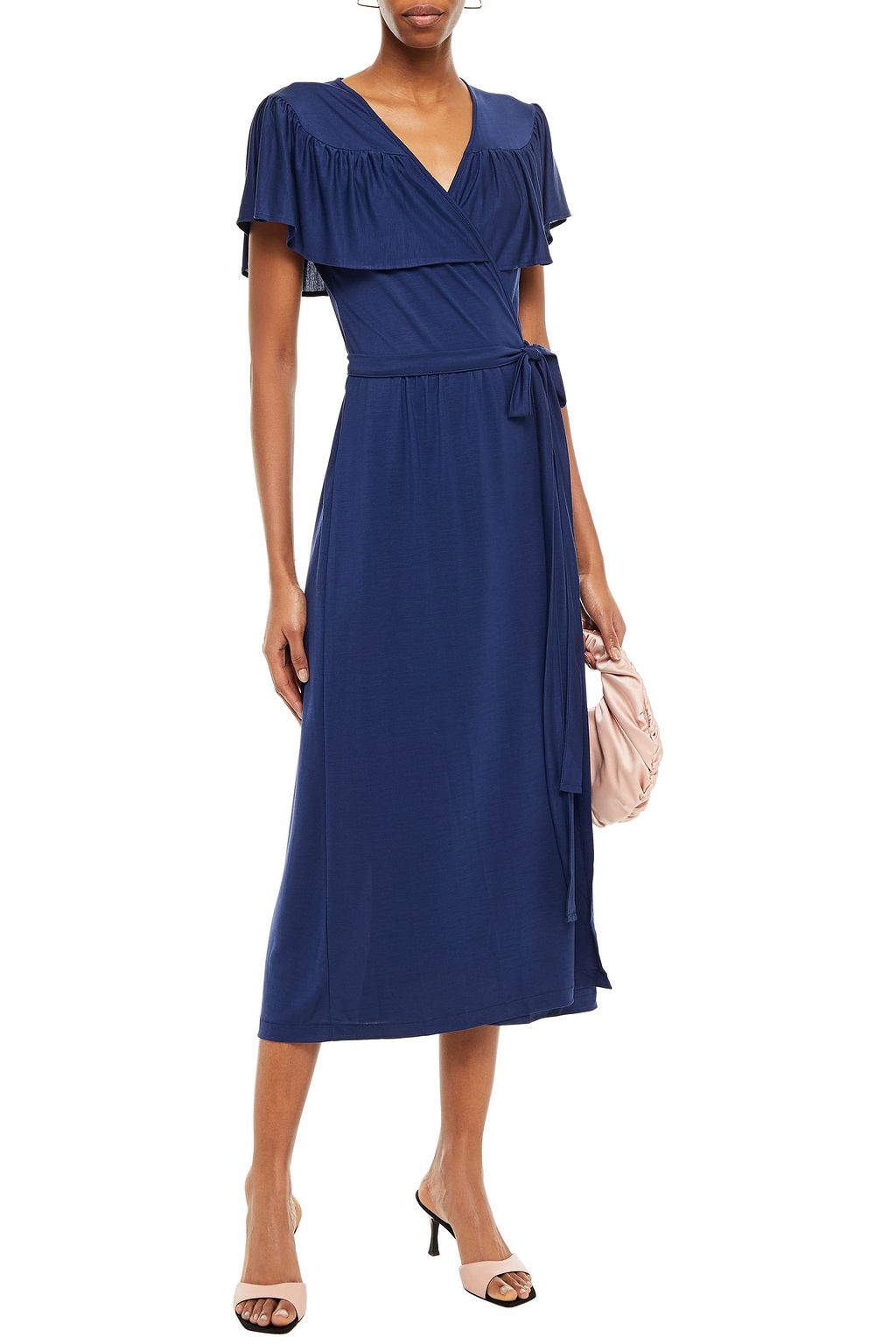 BAUM UND PFERDGARTEN Gathered ruffled jersey midi wrap dress