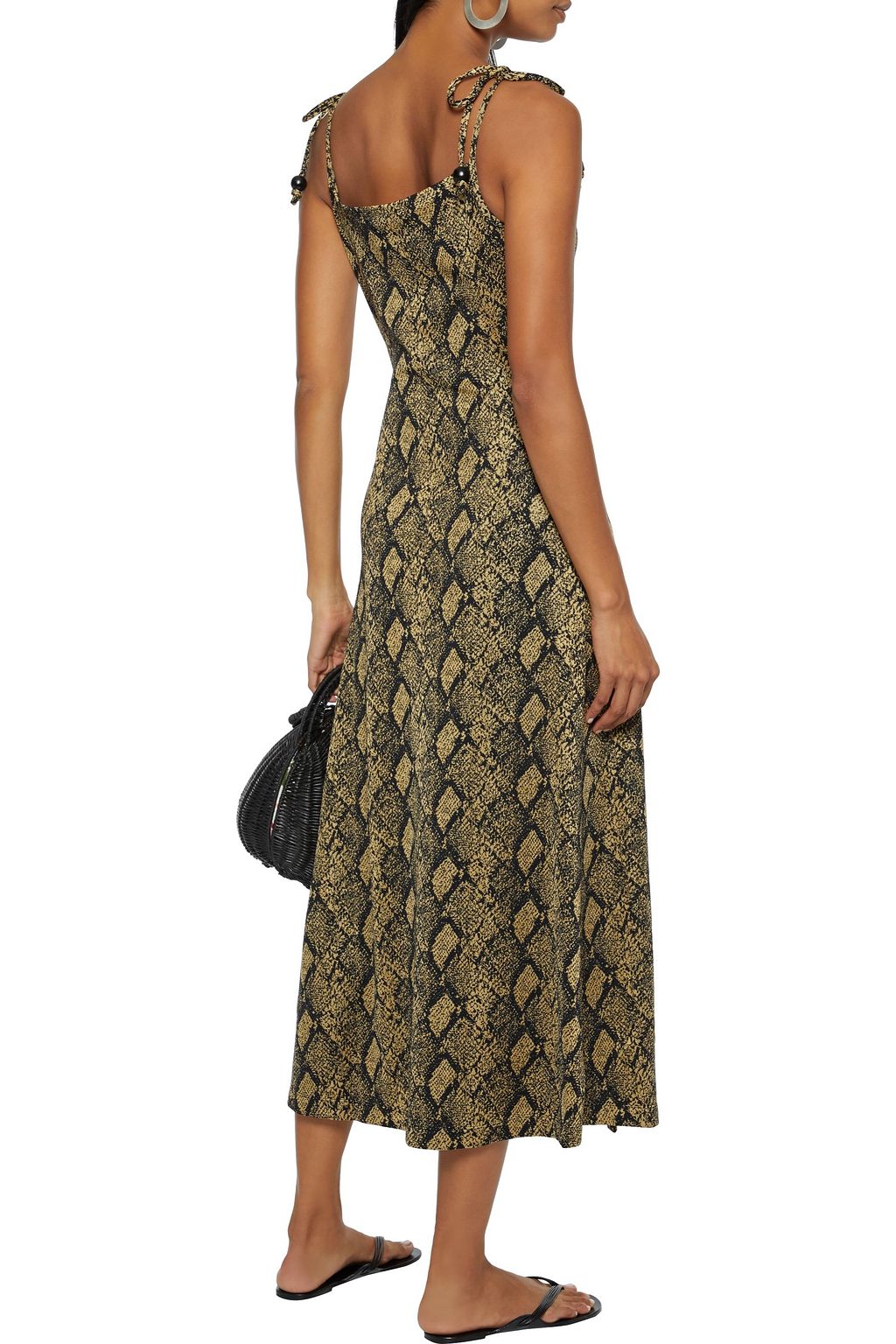 SOLID & STRIPED Snake-jacquard midi wrap dress