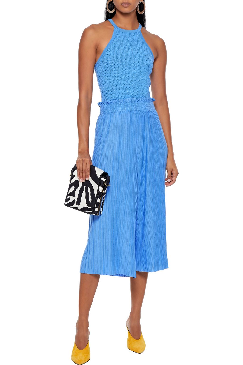 ALICE + OLIVIA Tucker pleated stretch-knit culottes