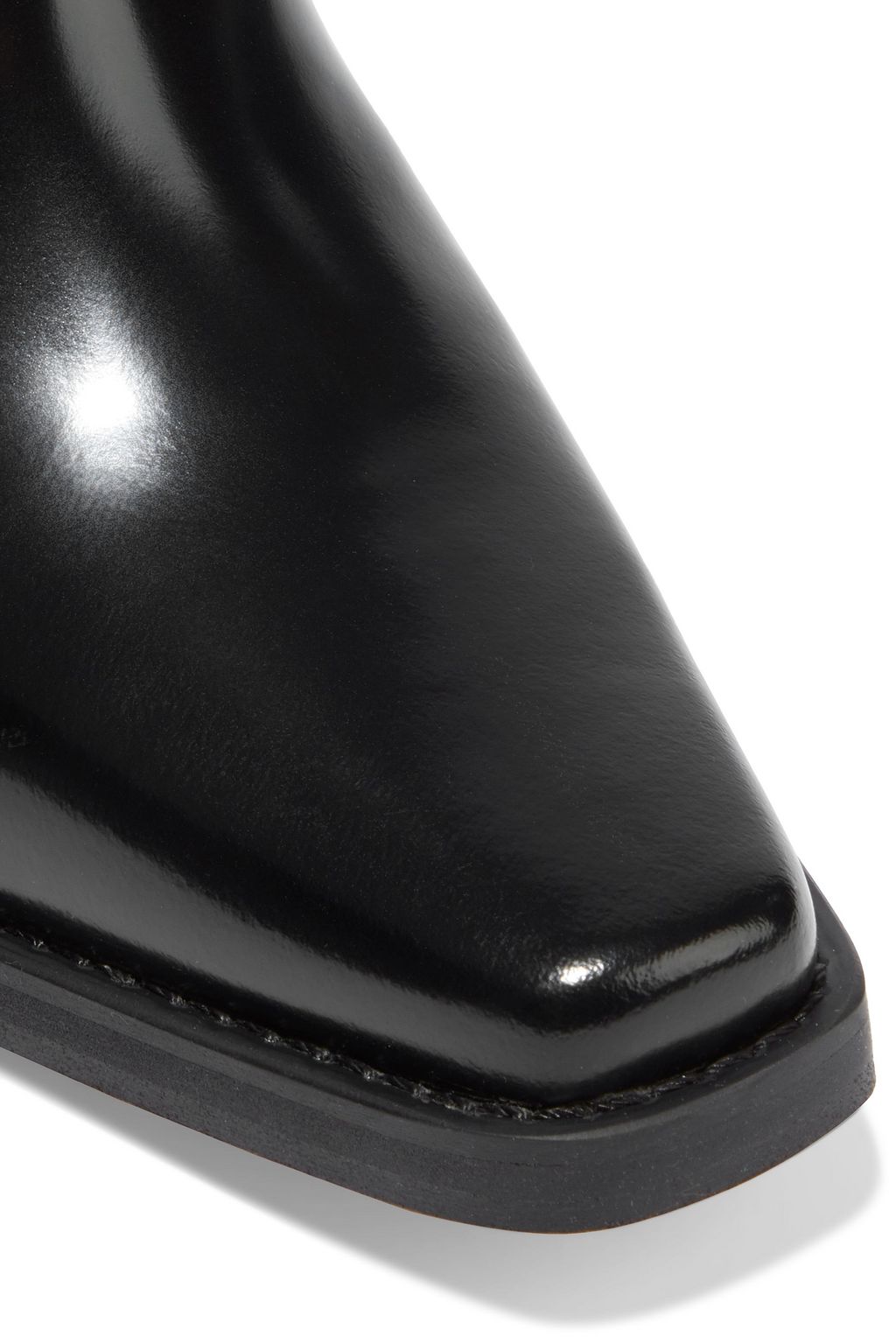 GANNI Callie paneled croc-effect and glossed-leather ankle boots