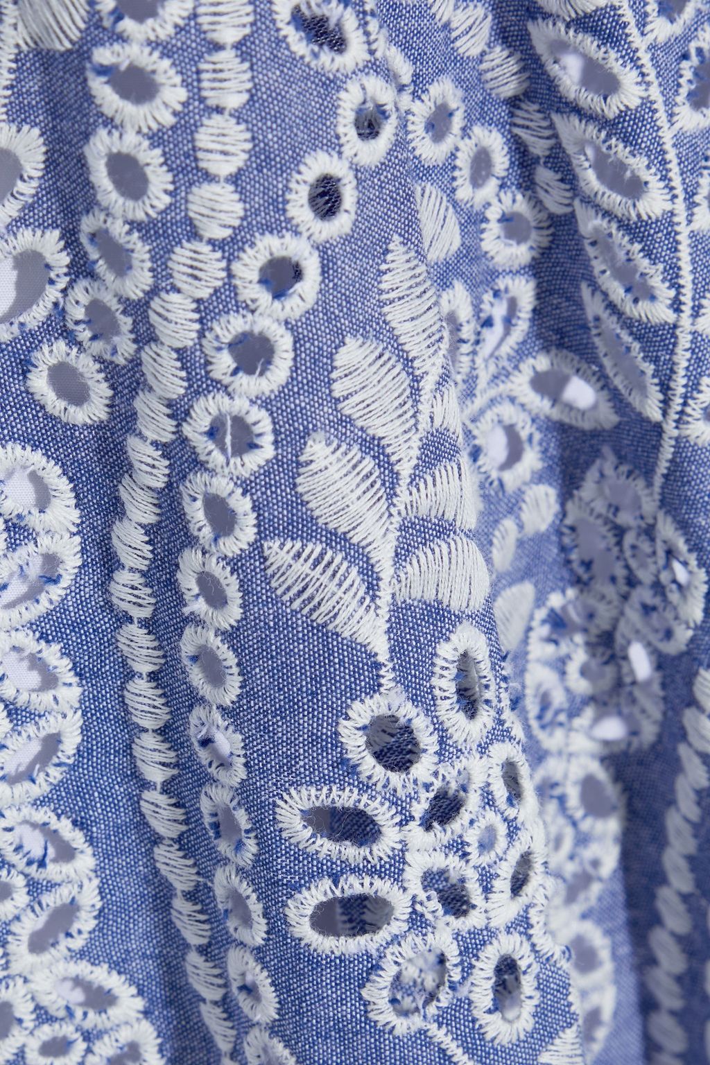 ALICE + OLIVIA Parcell broderie anglaise cotton-chambray midi skirt