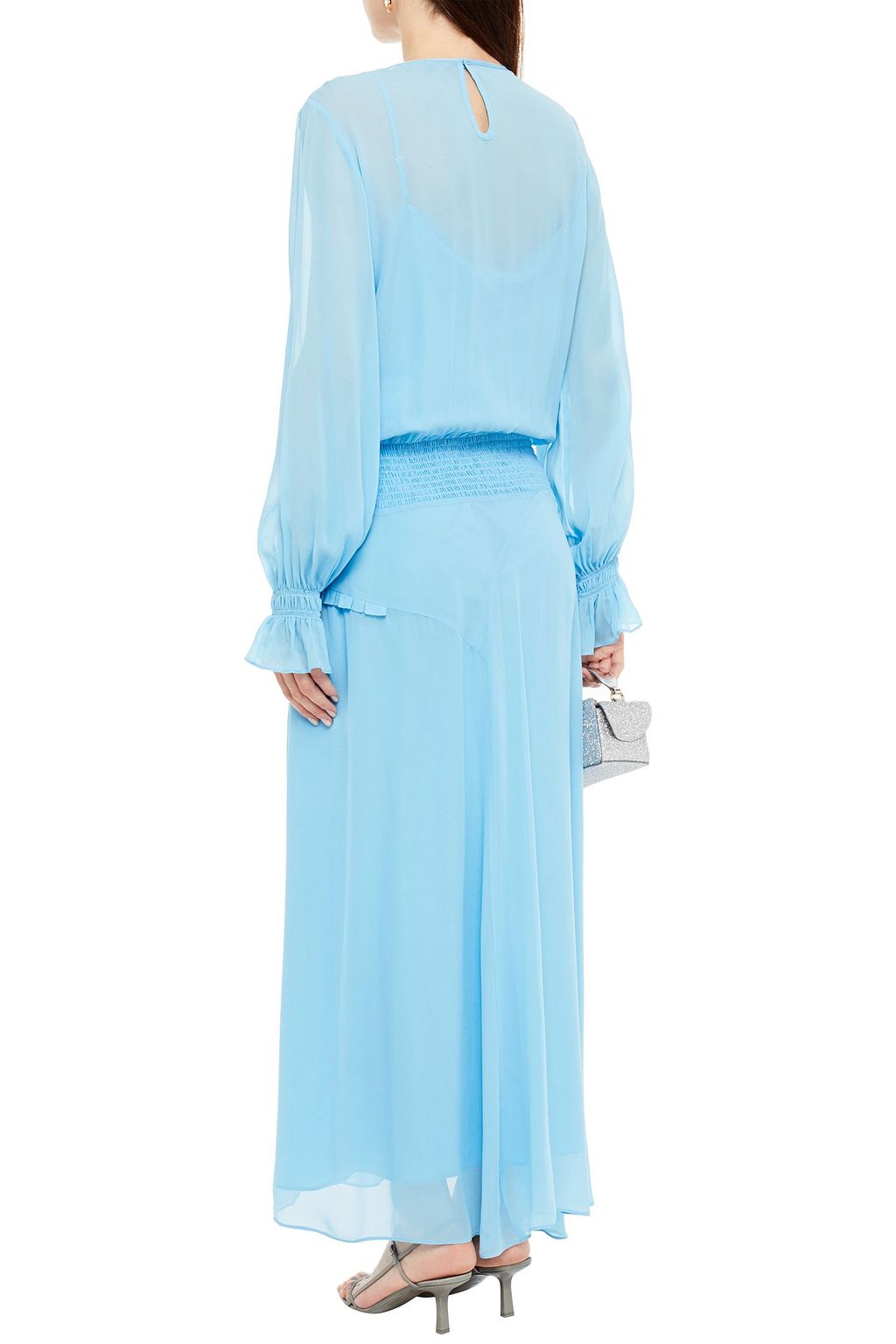 PREEN LINE Olivia shirred pintucked georgette maxi dress
