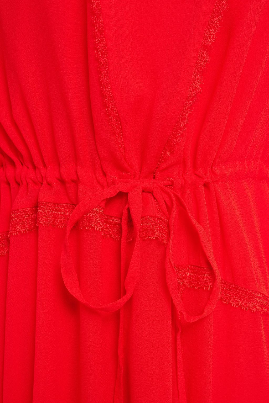 PREEN LINE Brea asymmetric ruffled lace-trimmed georgette maxi dress