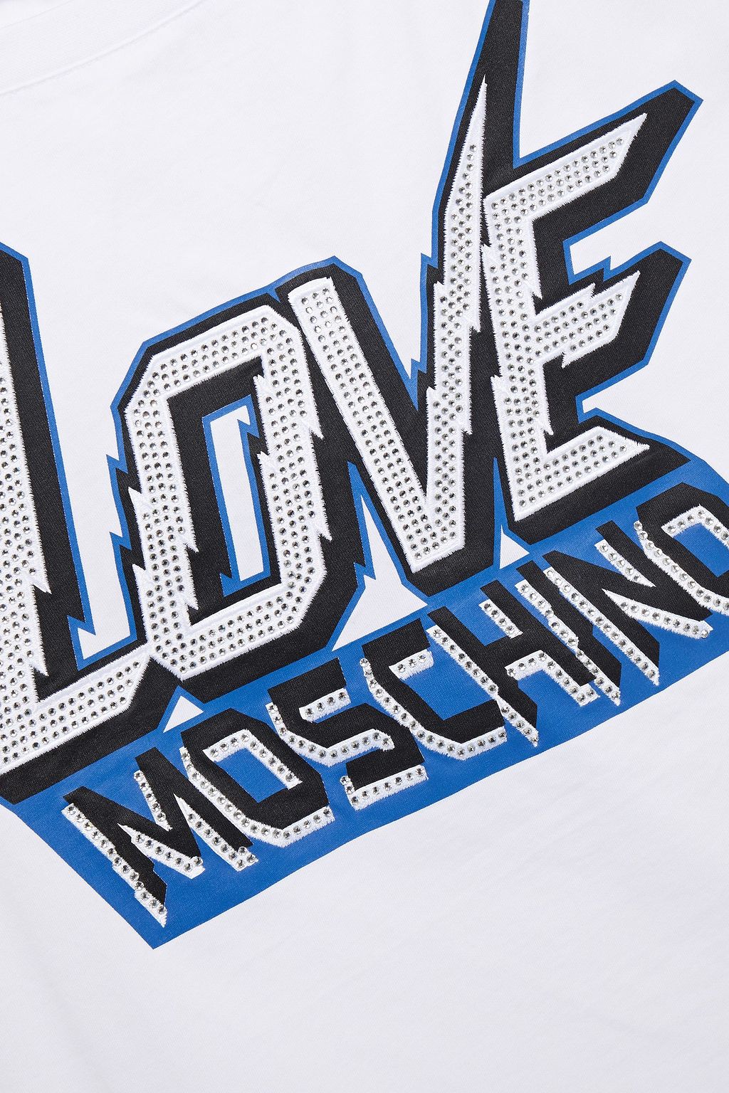 LOVE MOSCHINO Crystal-embellished printed cotton-jersey T-shirt