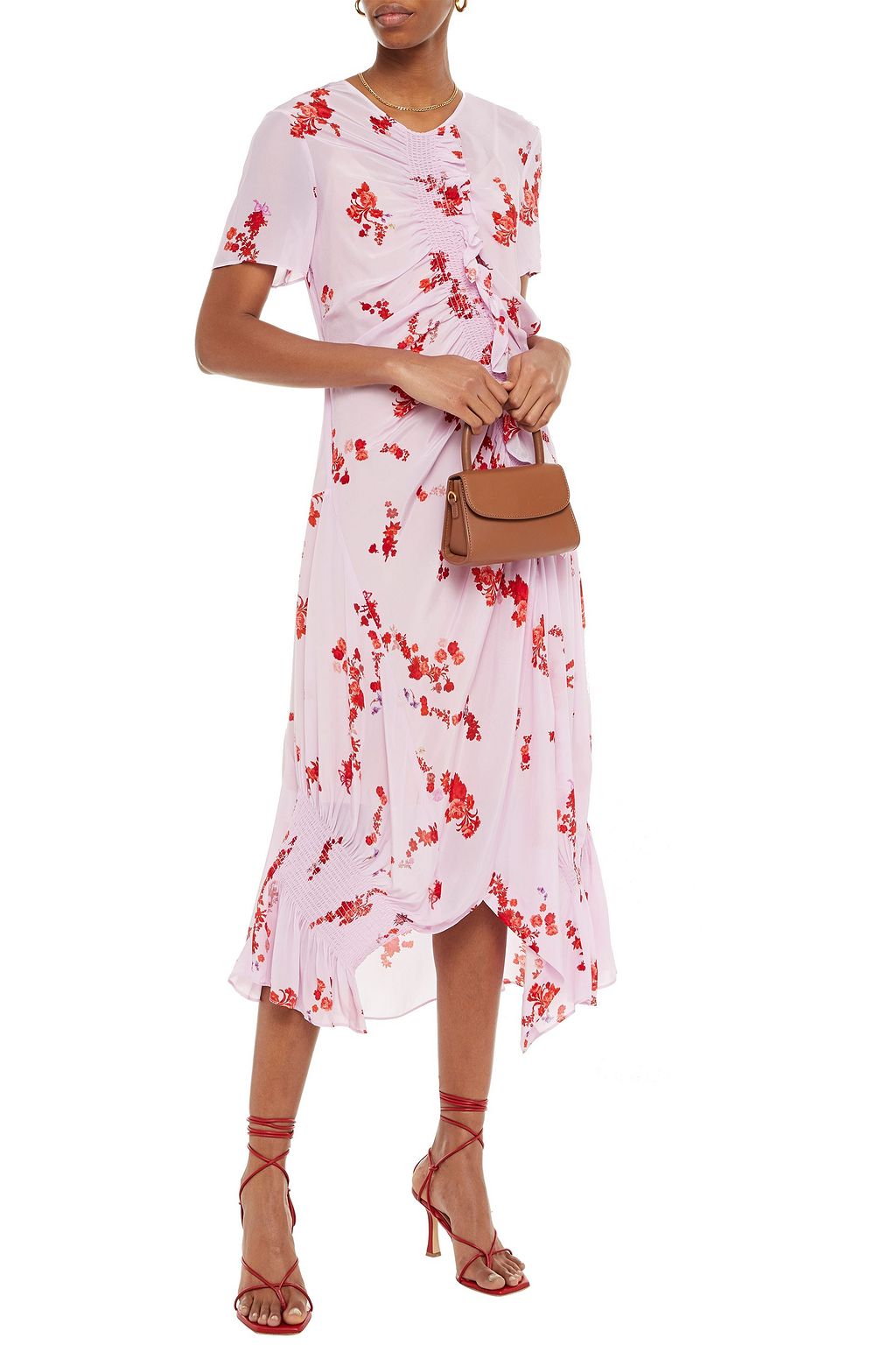 PREEN LINE Serelida ruched floral-print crepe de chine midi dress