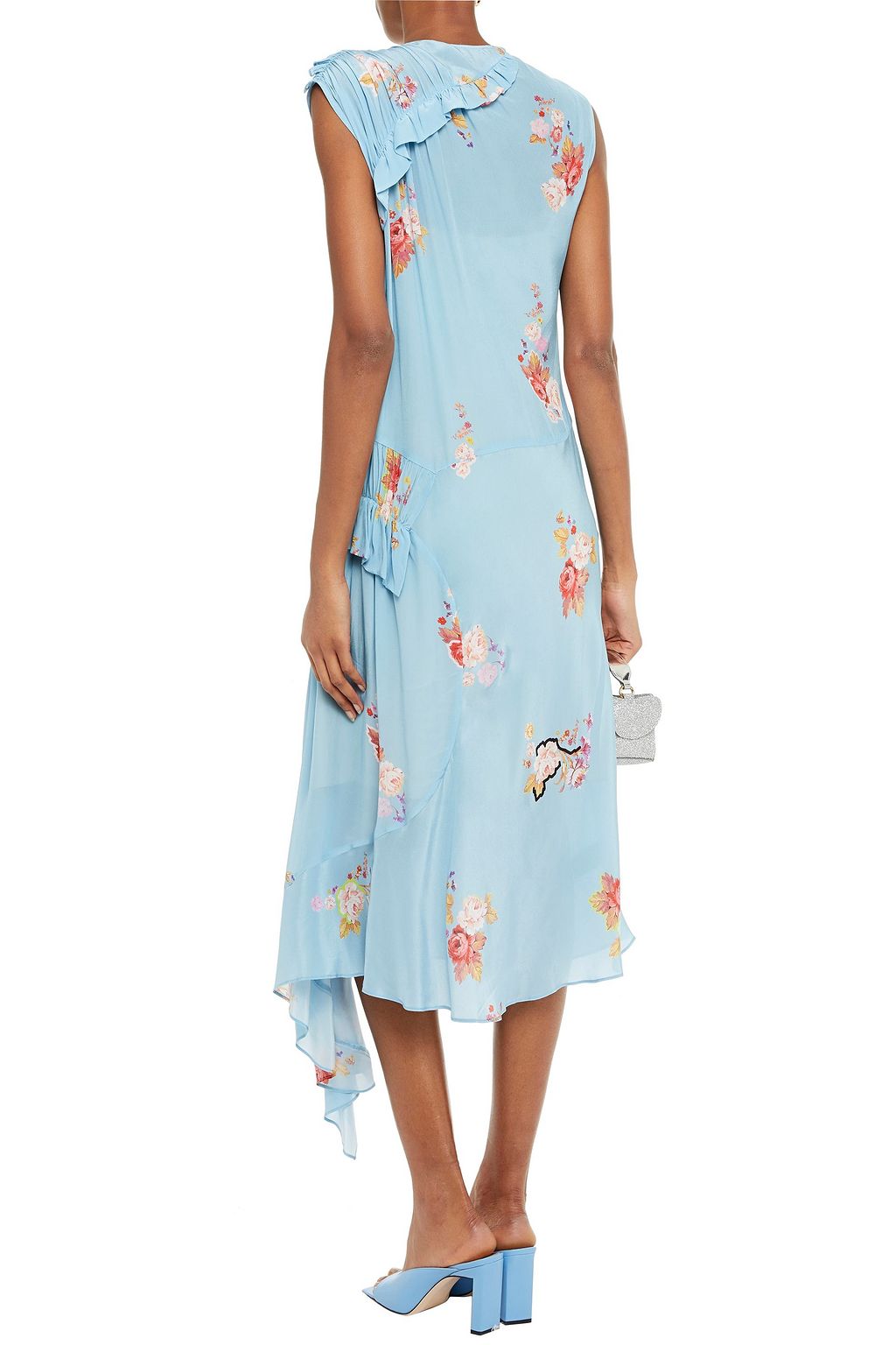 PREEN LINE Antoinette draped floral-print crepe de chine midi dress