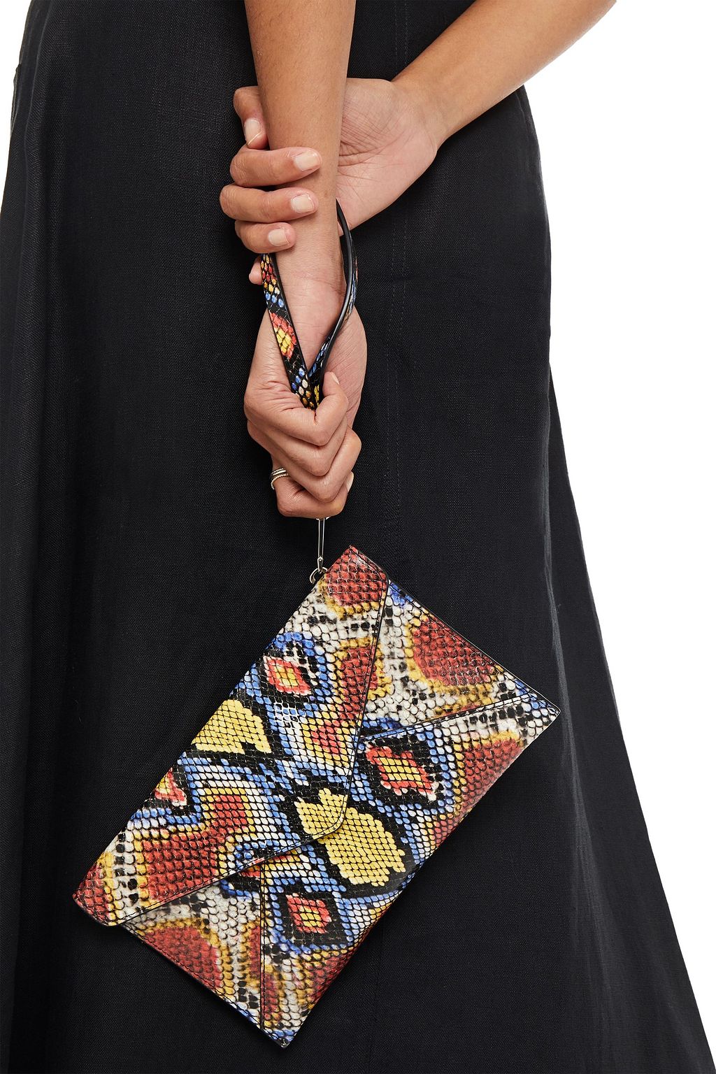 REBECCA MINKOFF Leo snake-effect and cracked-leather clutch