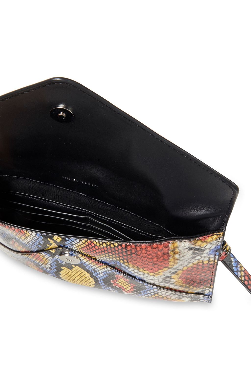 REBECCA MINKOFF Leo snake-effect and cracked-leather clutch