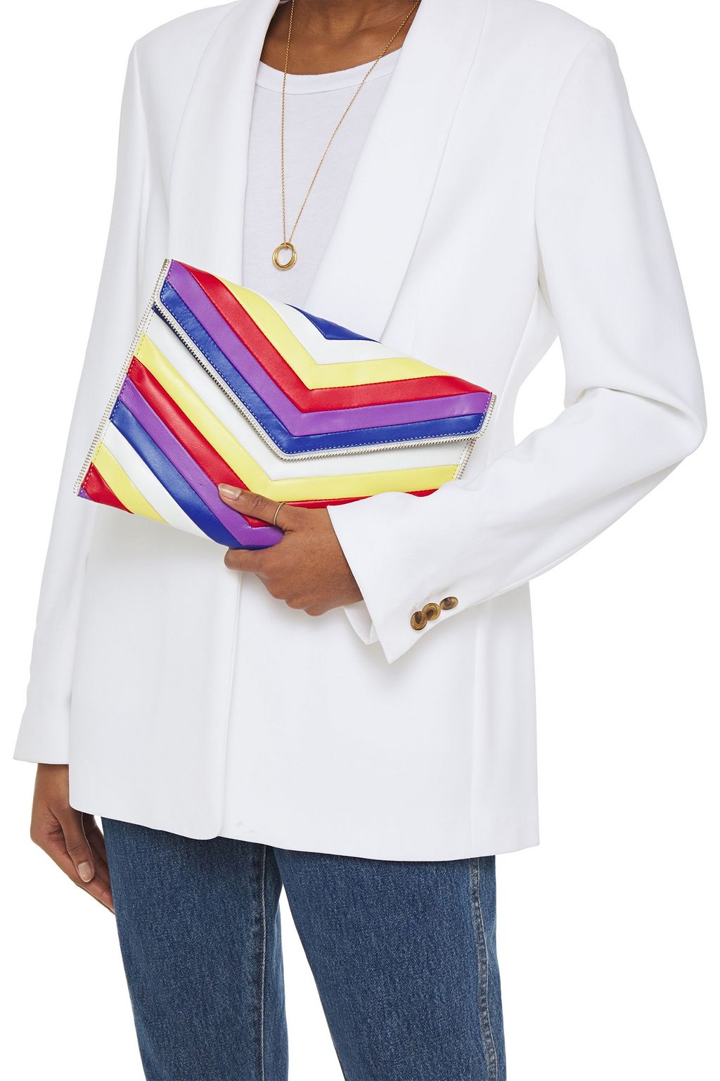 REBECCA MINKOFF Leo zip-embellished quilted leather clutch