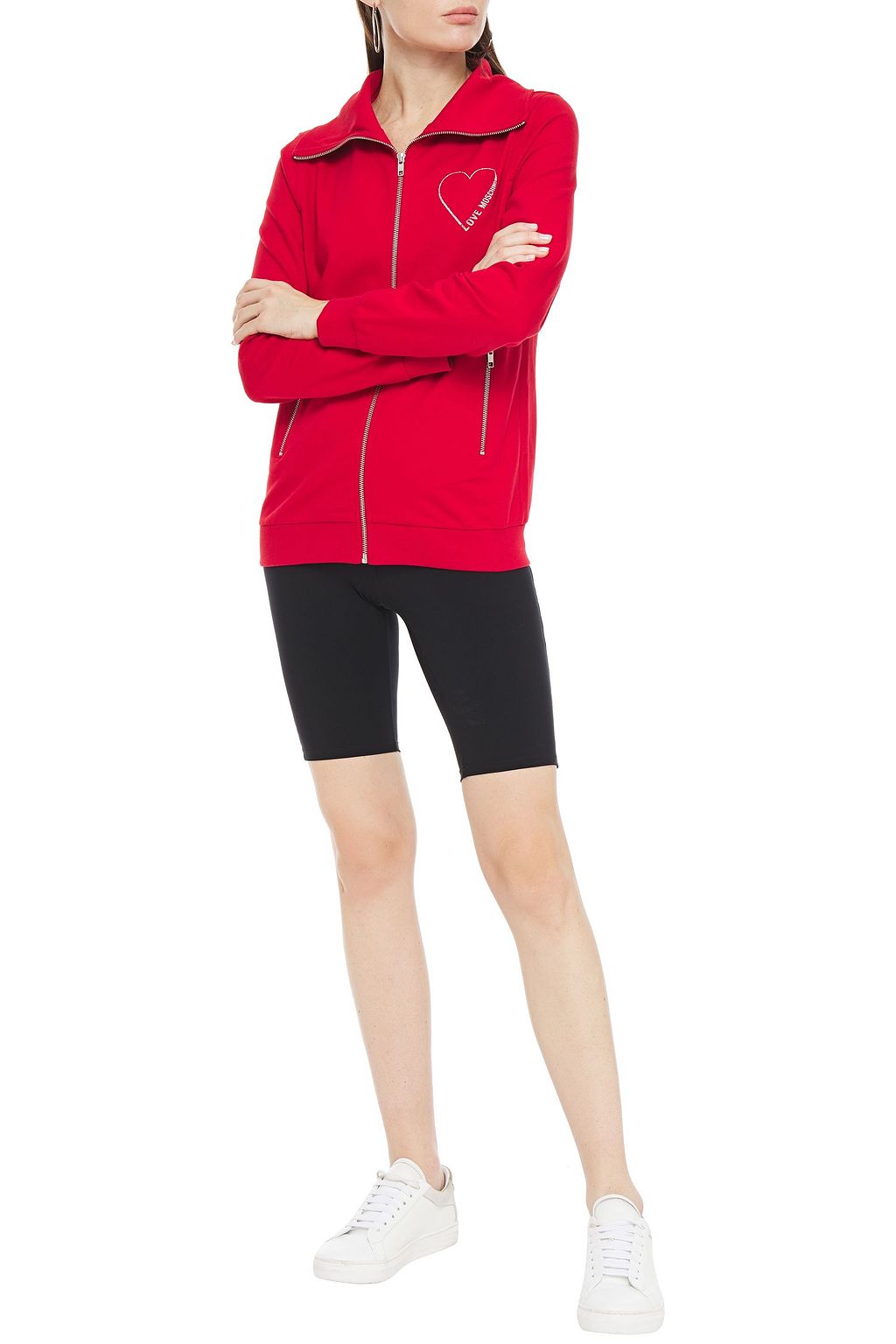LOVE MOSCHINO Printed French cotton-blend terry jacket