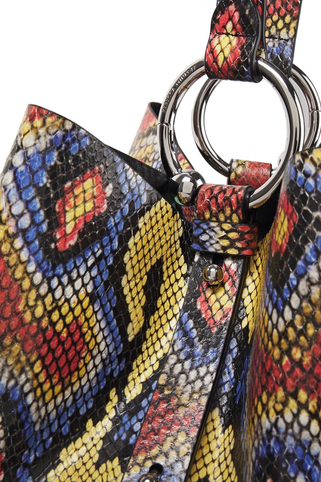 REBECCA MINKOFF Snake-effect leather bucket bag