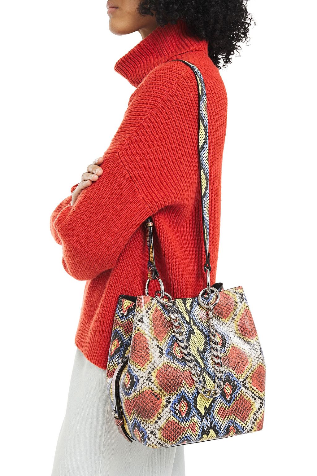 REBECCA MINKOFF Snake-effect leather bucket bag