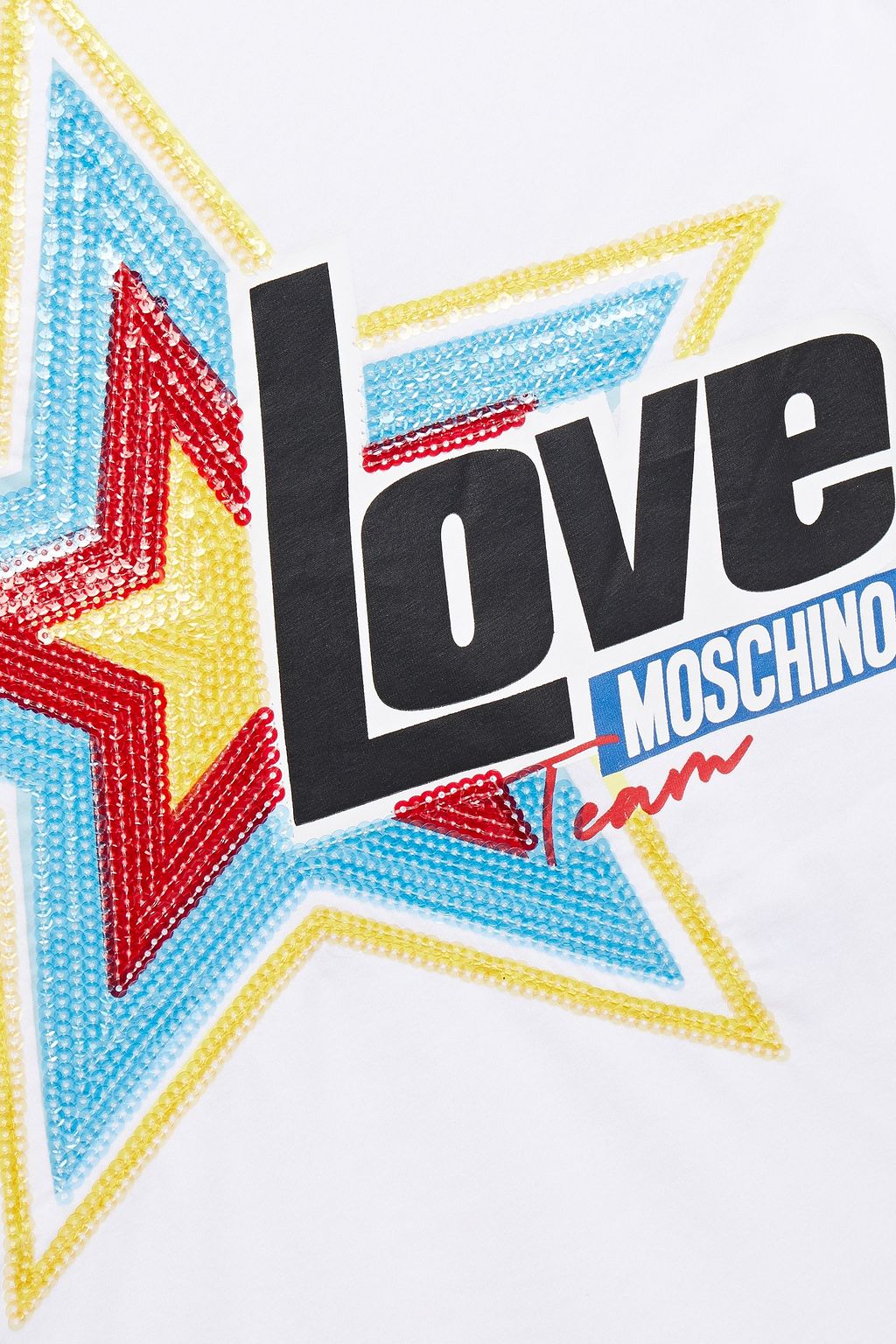 LOVE MOSCHINO Sequin-embellished printed stretch-cotton jersey T-shirt