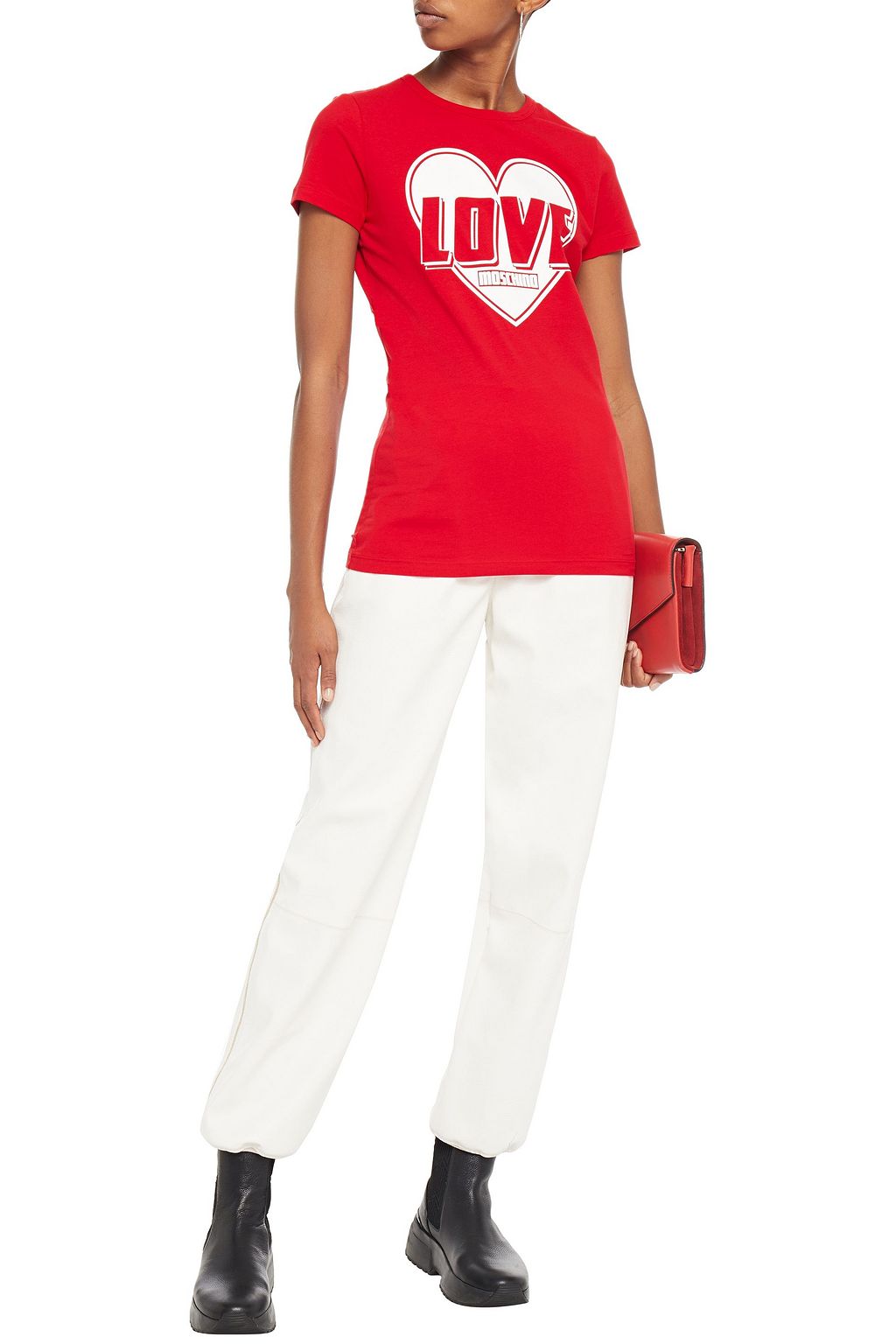 LOVE MOSCHINO Printed stretch-cotton jersey T-shirt