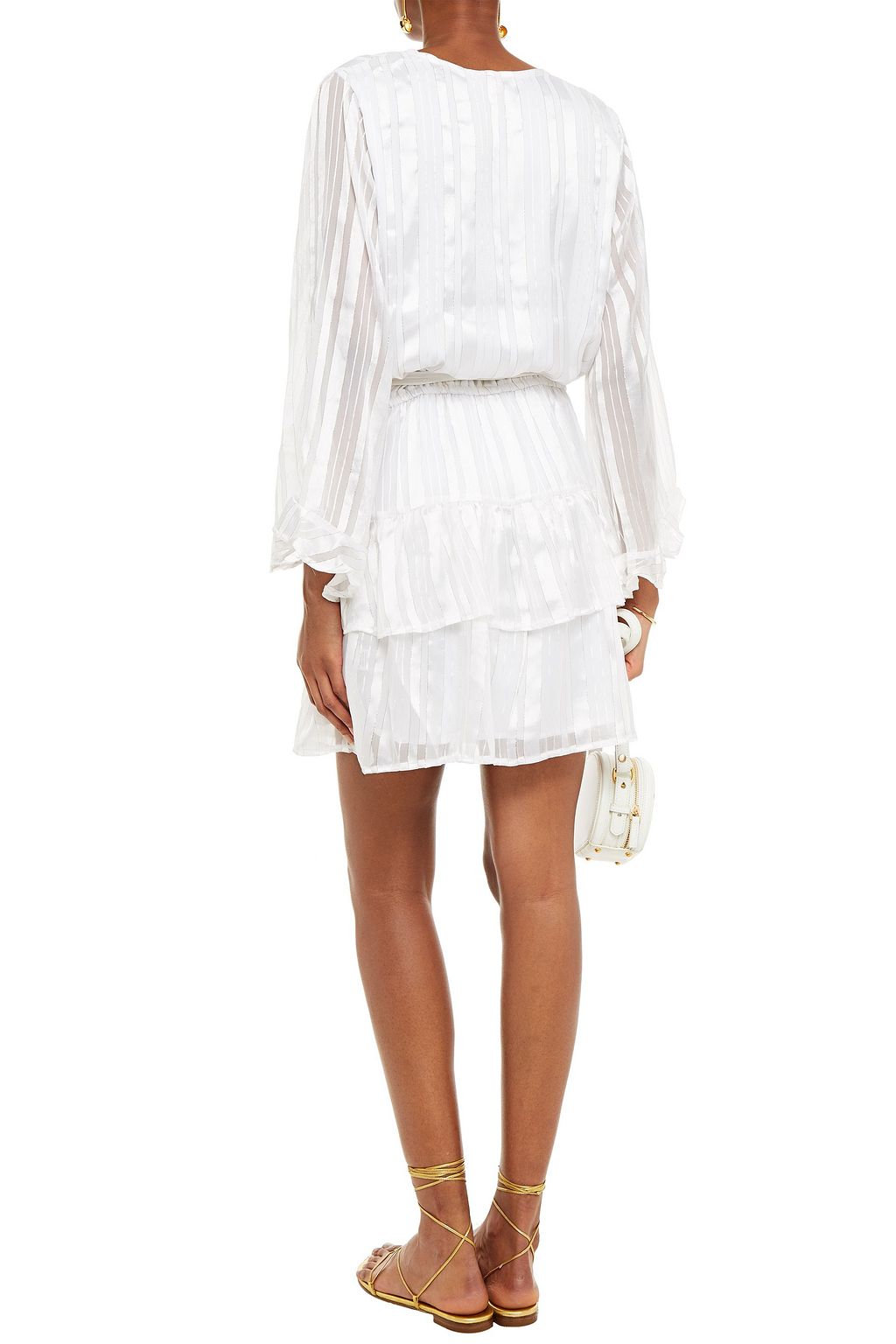 MELISSA ODABASH Wrap-effect tiered fil coupé chiffon mini dress