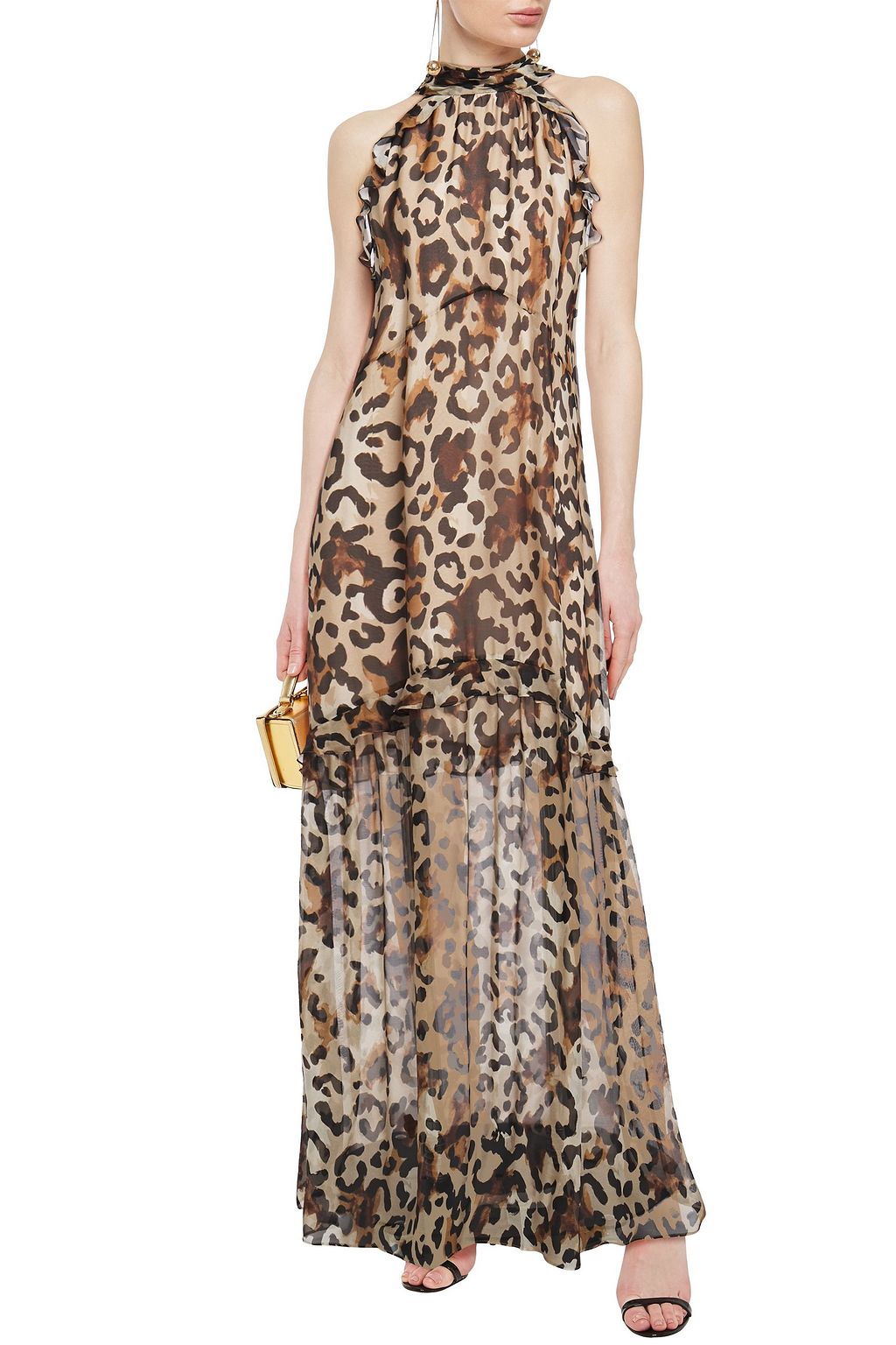 RACHEL ZOE Ruffled leopard-print chiffon maxi dress | Sale up to 70% ...