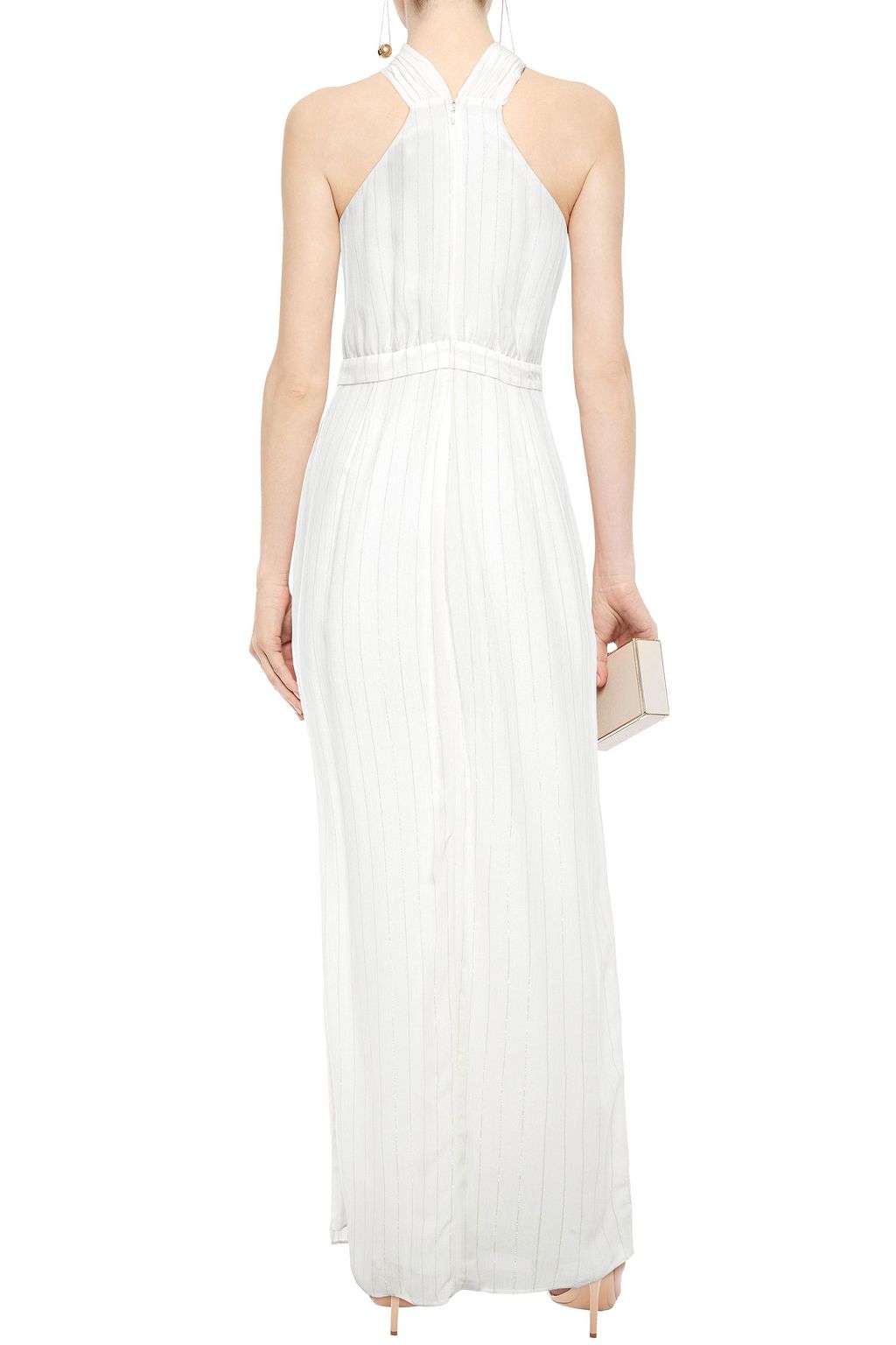 RACHEL ZOE Lamé-trimmed twisted mousseline maxi dress
