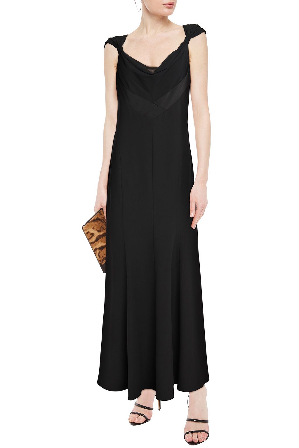 DIANE VON FURSTENBERG Draped paneled silk-chiffon and satin-crepe gown