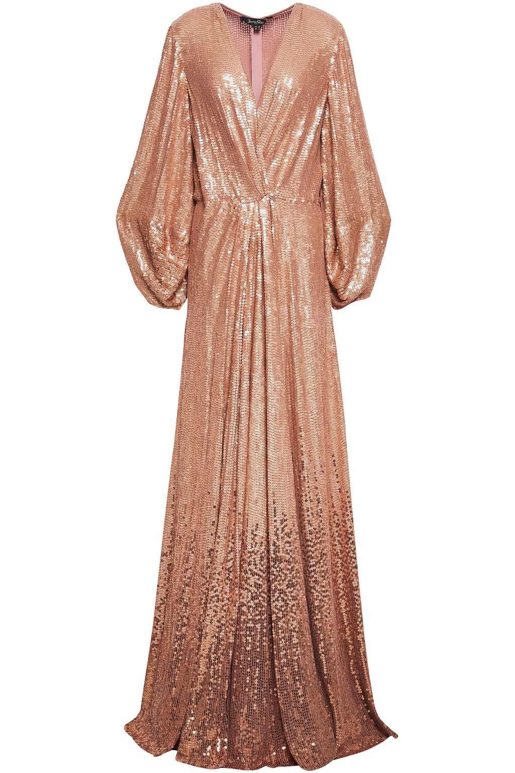 jenny packham gold wrap dress