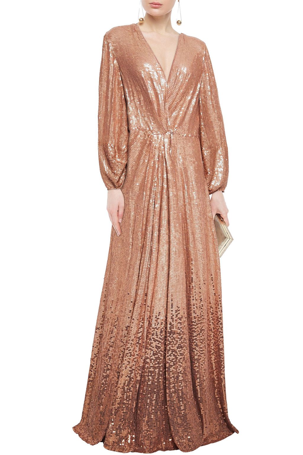 jenny packham gold wrap dress