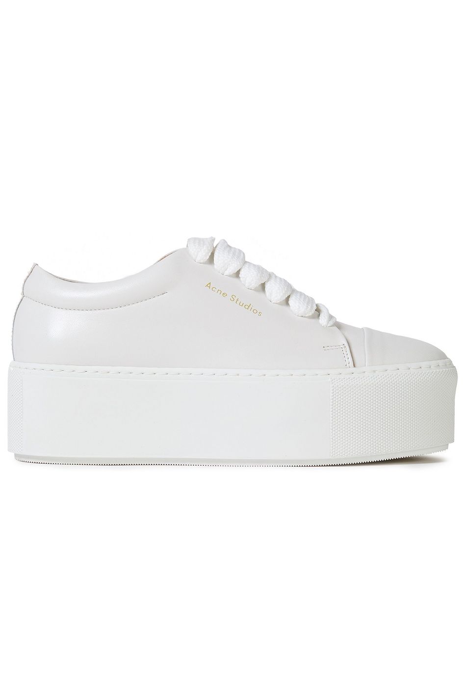 white leather platform trainers