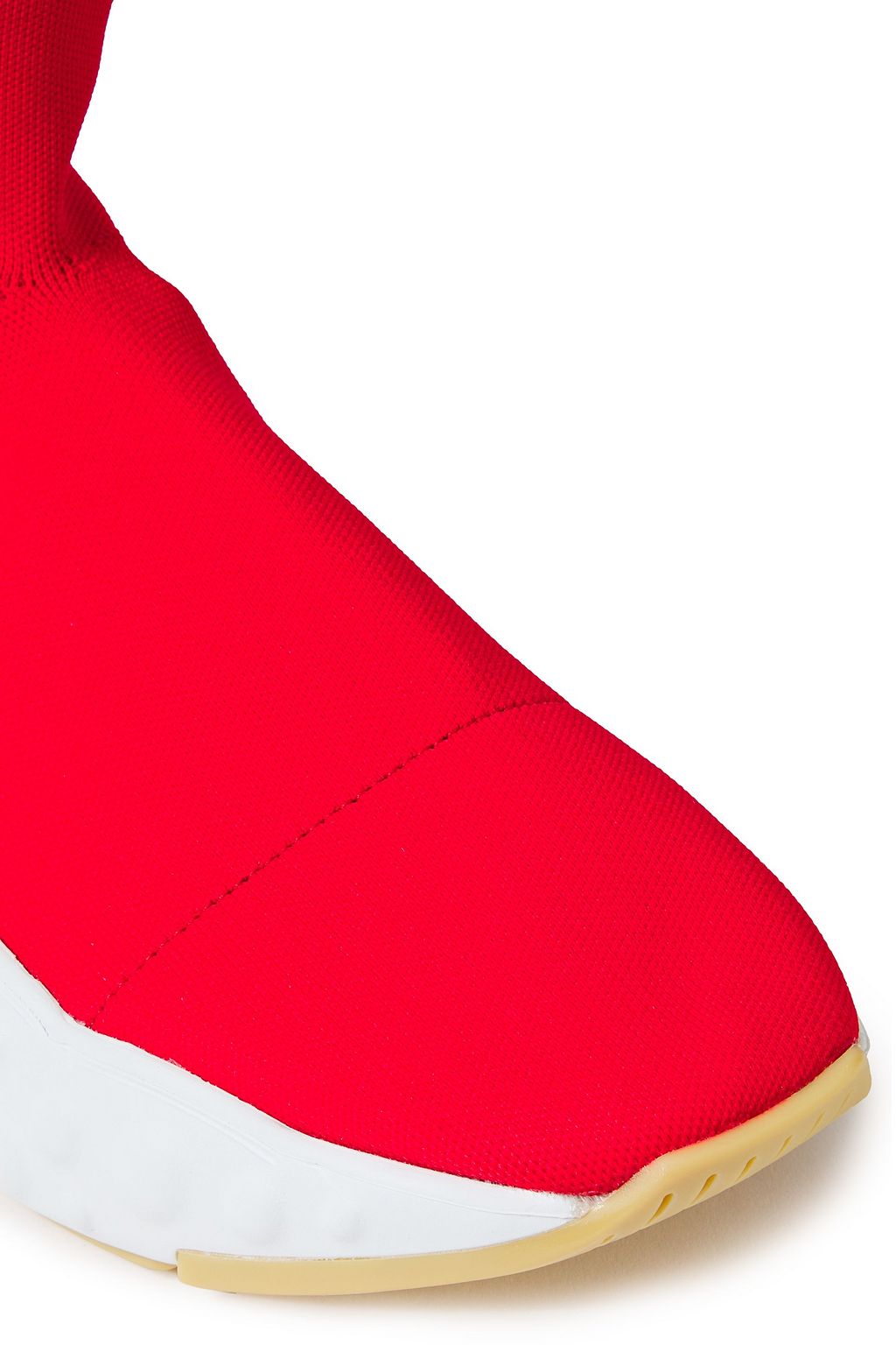 ACNE STUDIOS Akune leather-appliquéd stretch-knit high-top sneakers