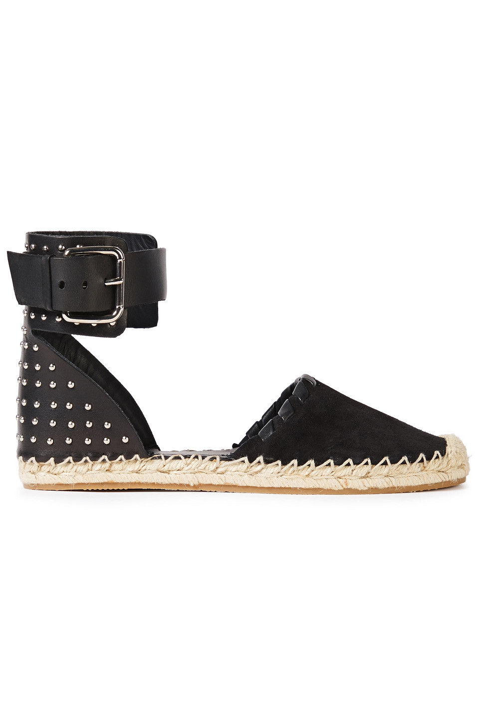 RED(V) Studded leather and suede espadrilles